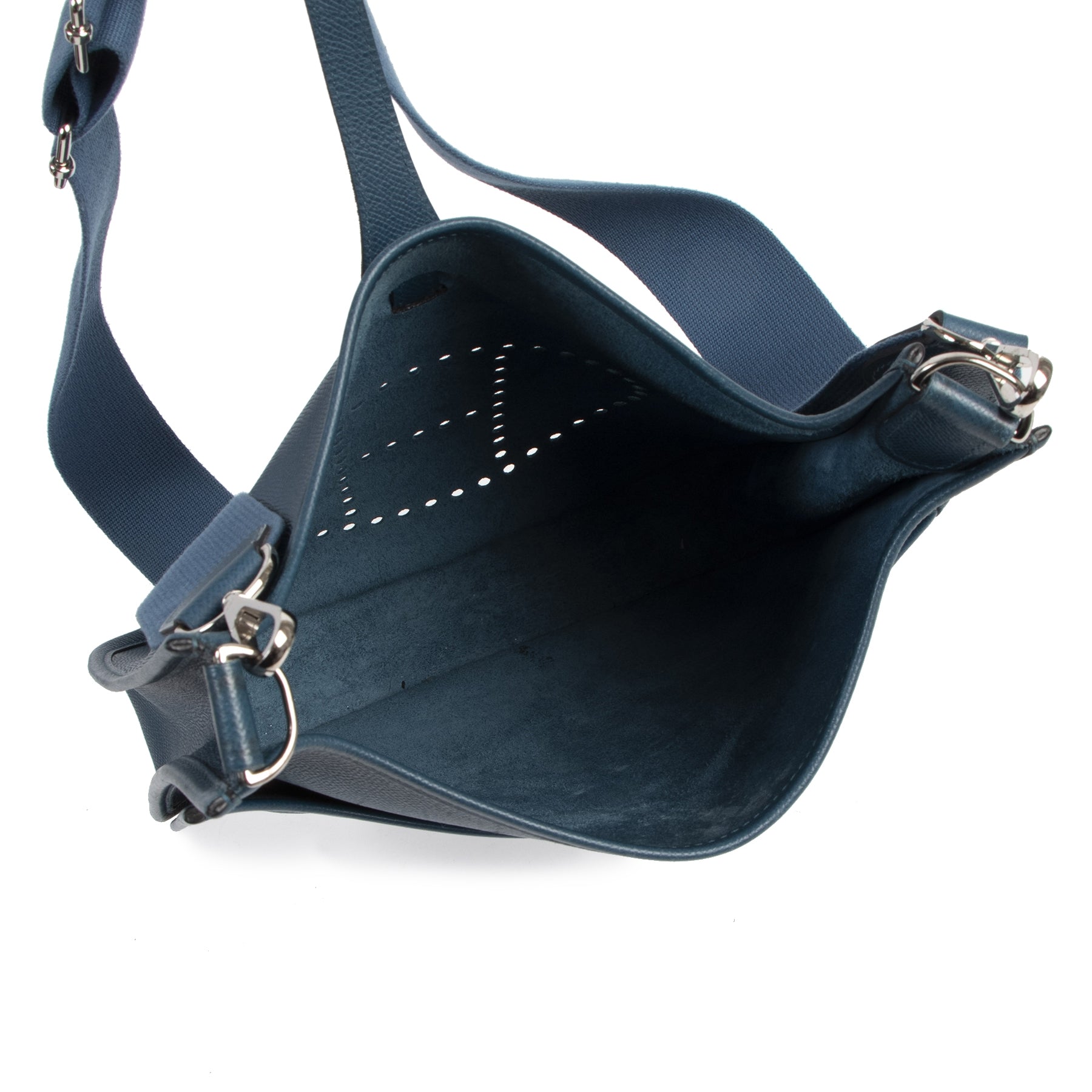 Authentieke tweedehands vintage Hermes Blue De Galice Evelyne Epsom koop online webshop LabelLOV