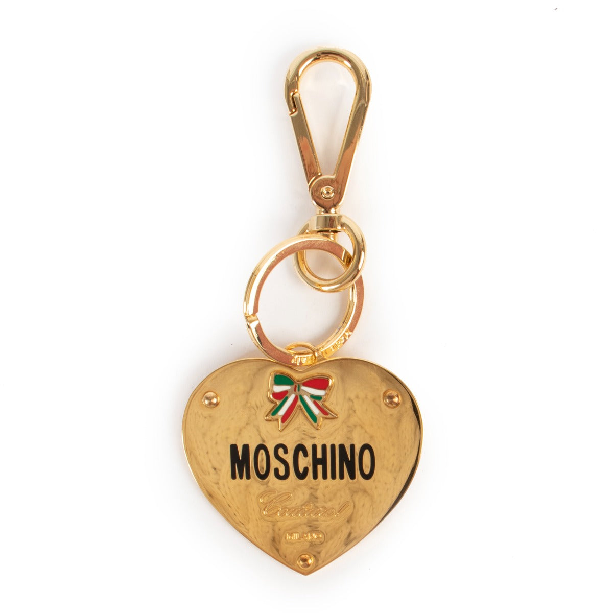 Buy second hand high-end designer fashion Moschino Gold Heart Keychain Bag Charm at Labellov.