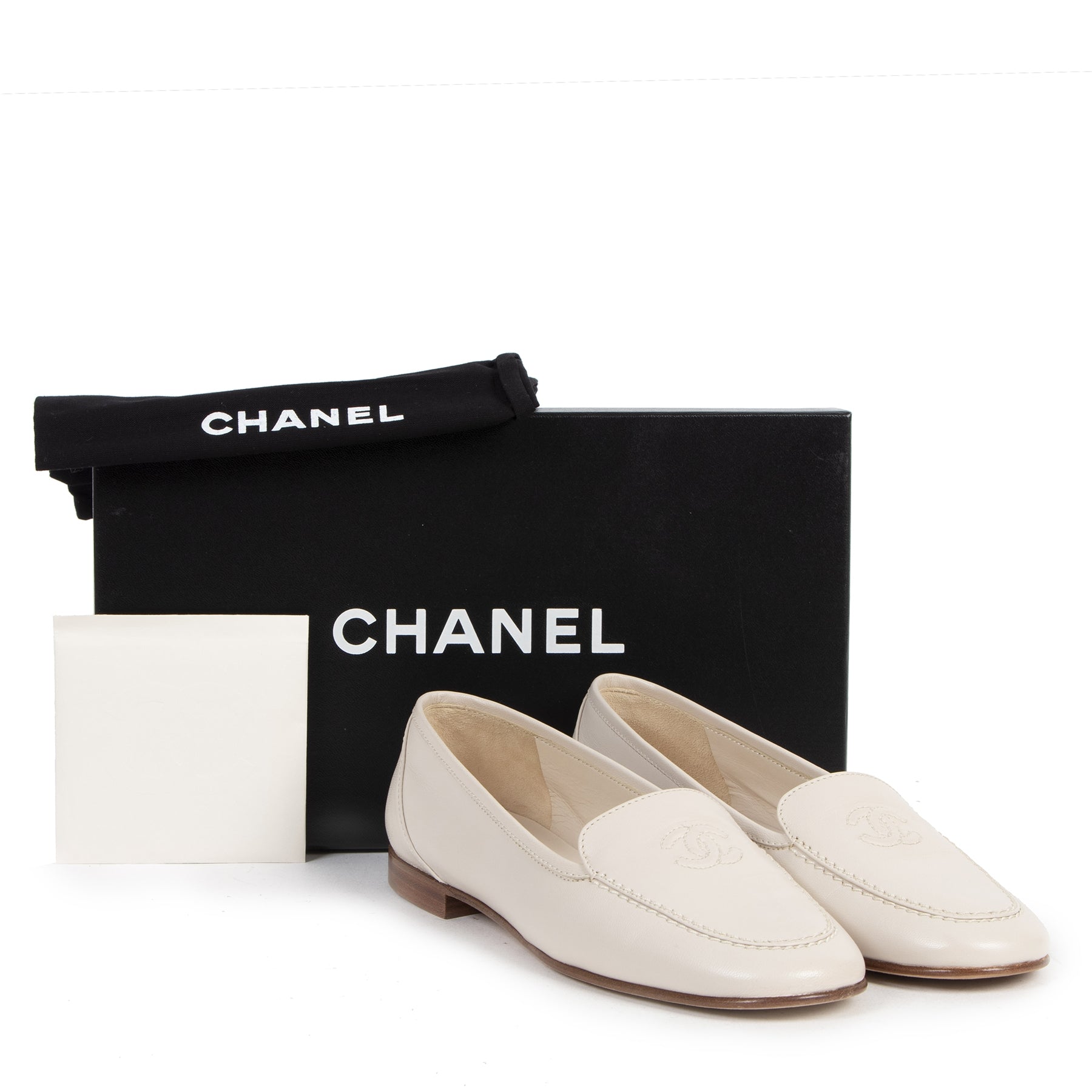 Authentic second-hand vintage Chanel Beige CC Loafers - Size 36 buy online webshop LabelLOV
