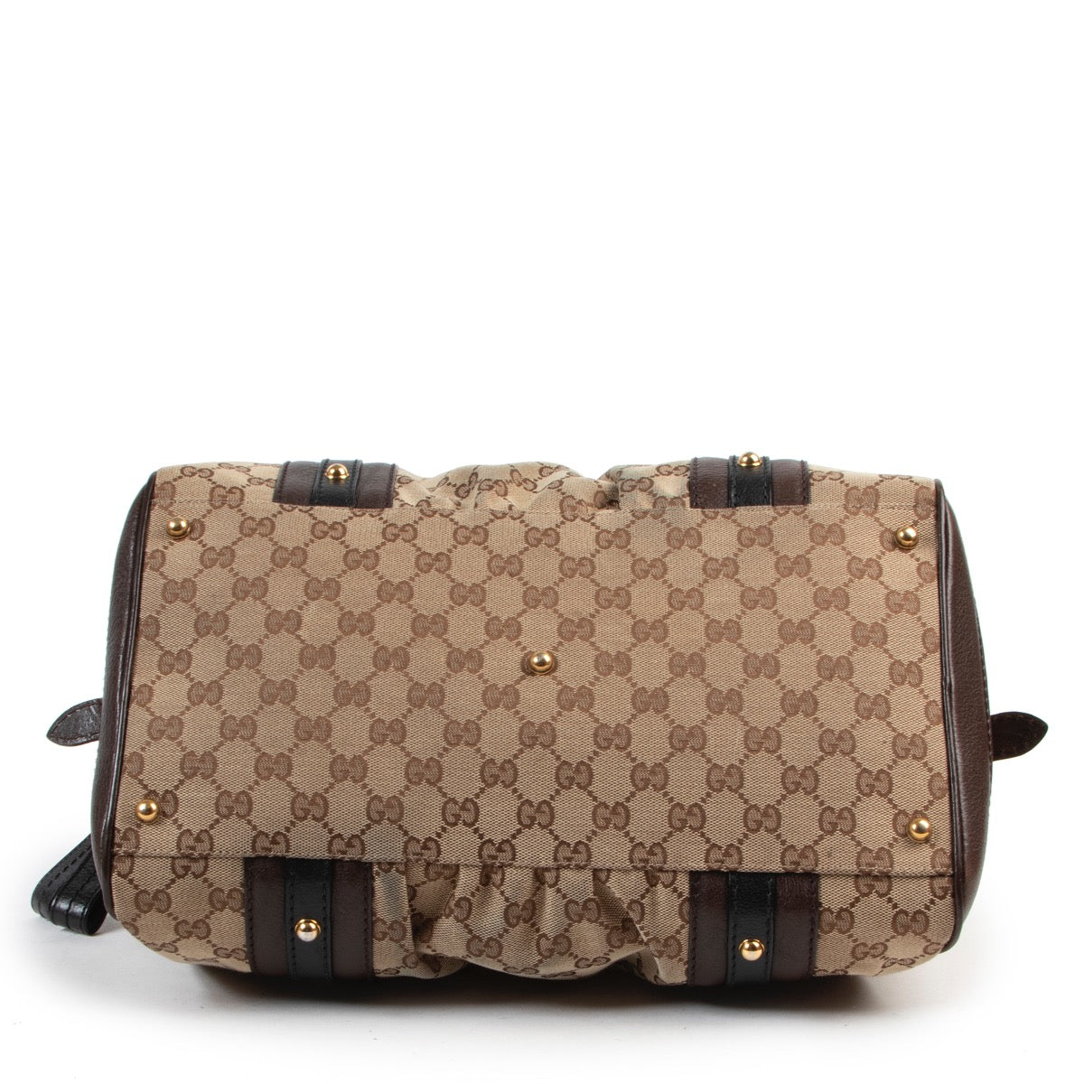 Veilig online kopen van authentieke tweedehands Gucci bruine boston handtas