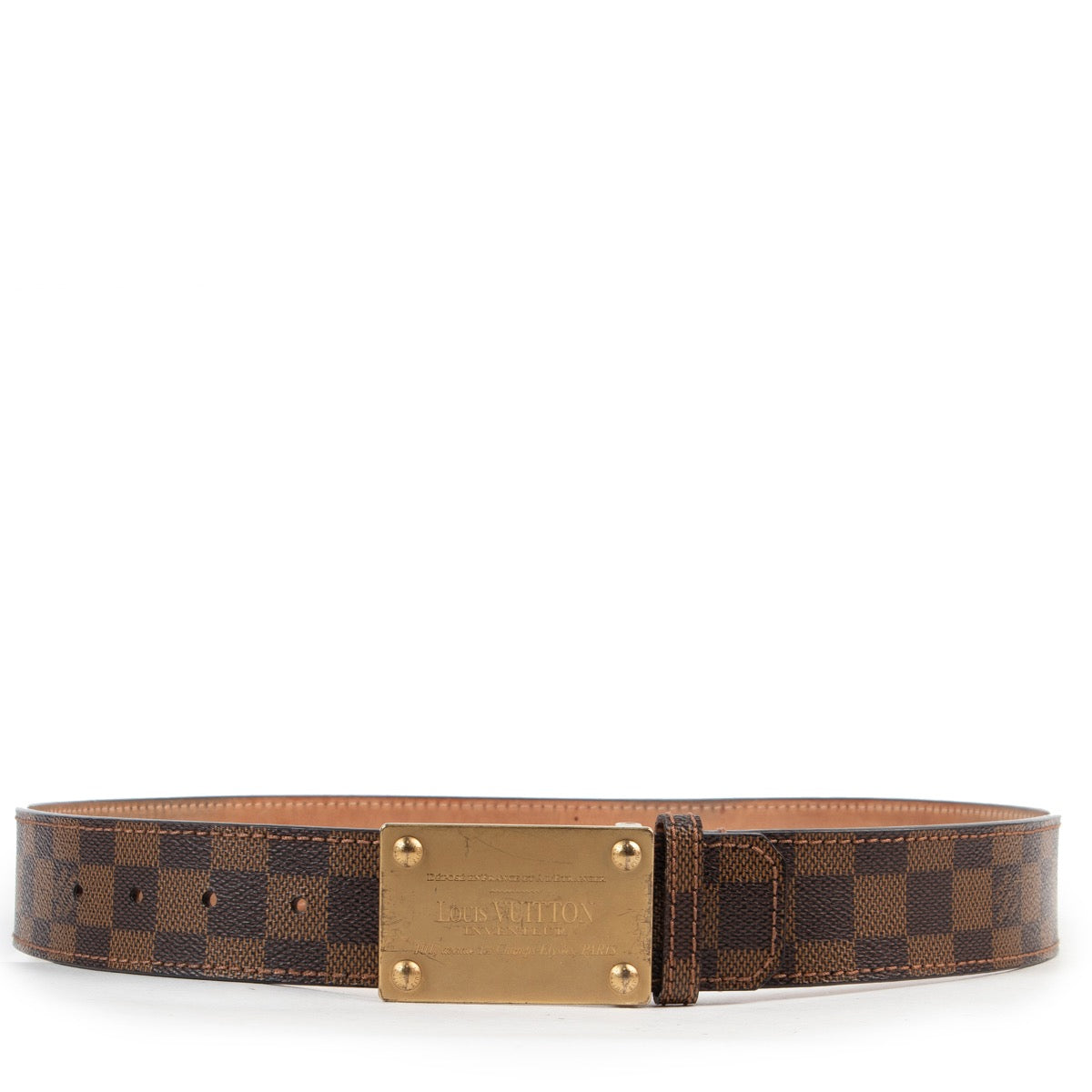 Veilig online kopen van authentieke Louis Vuitton Monogram Damier Ebene riem in maat 90