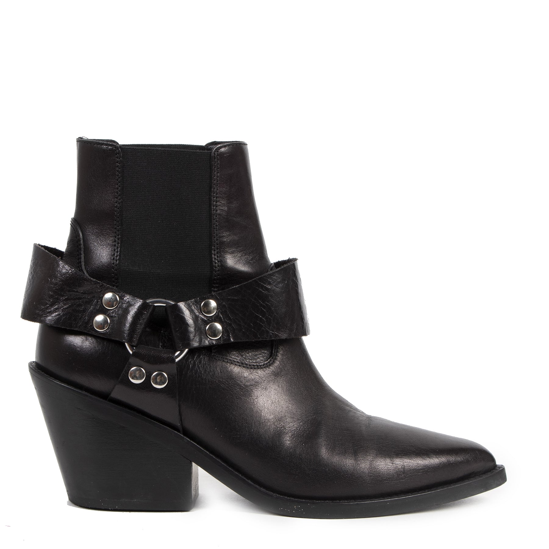 Authentieke Tweedehands Maison Margiela Black Leather Ankle Boots - Size 38 juiste prijs veilig online shoppen luxe merken webshop winkelen Antwerpen België mode fashion