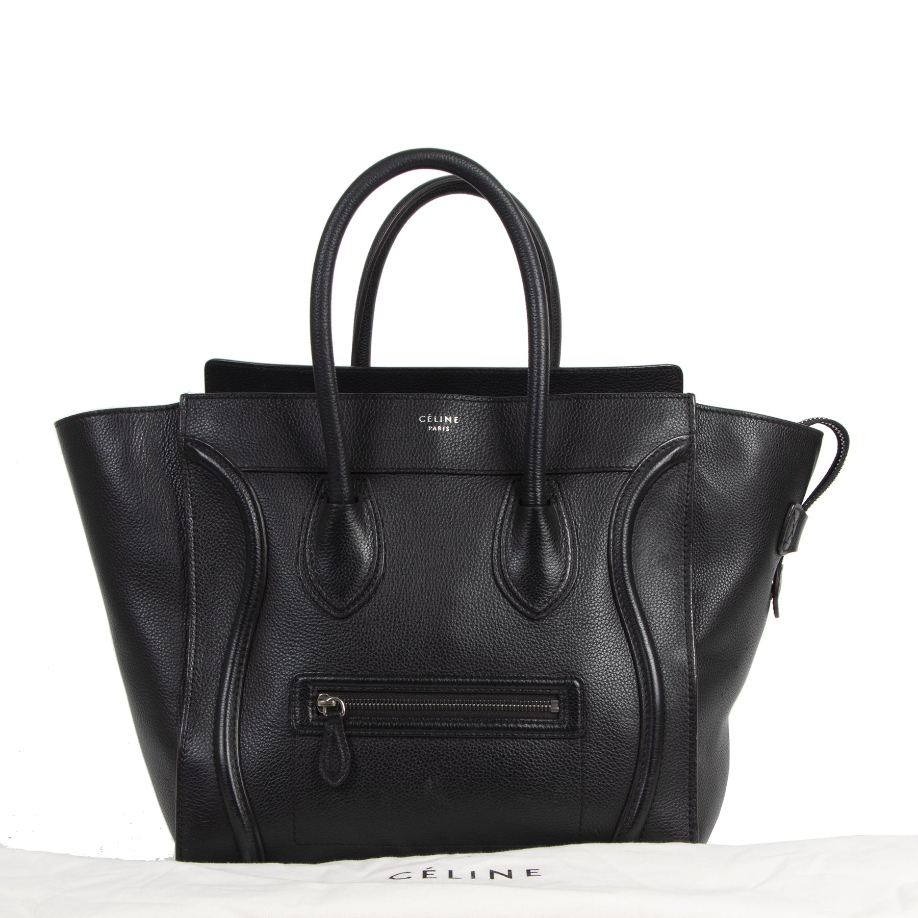 Authentieke tweedehands vintage Céline Mini Black Luggage Tote koop online webshop LabelLOV