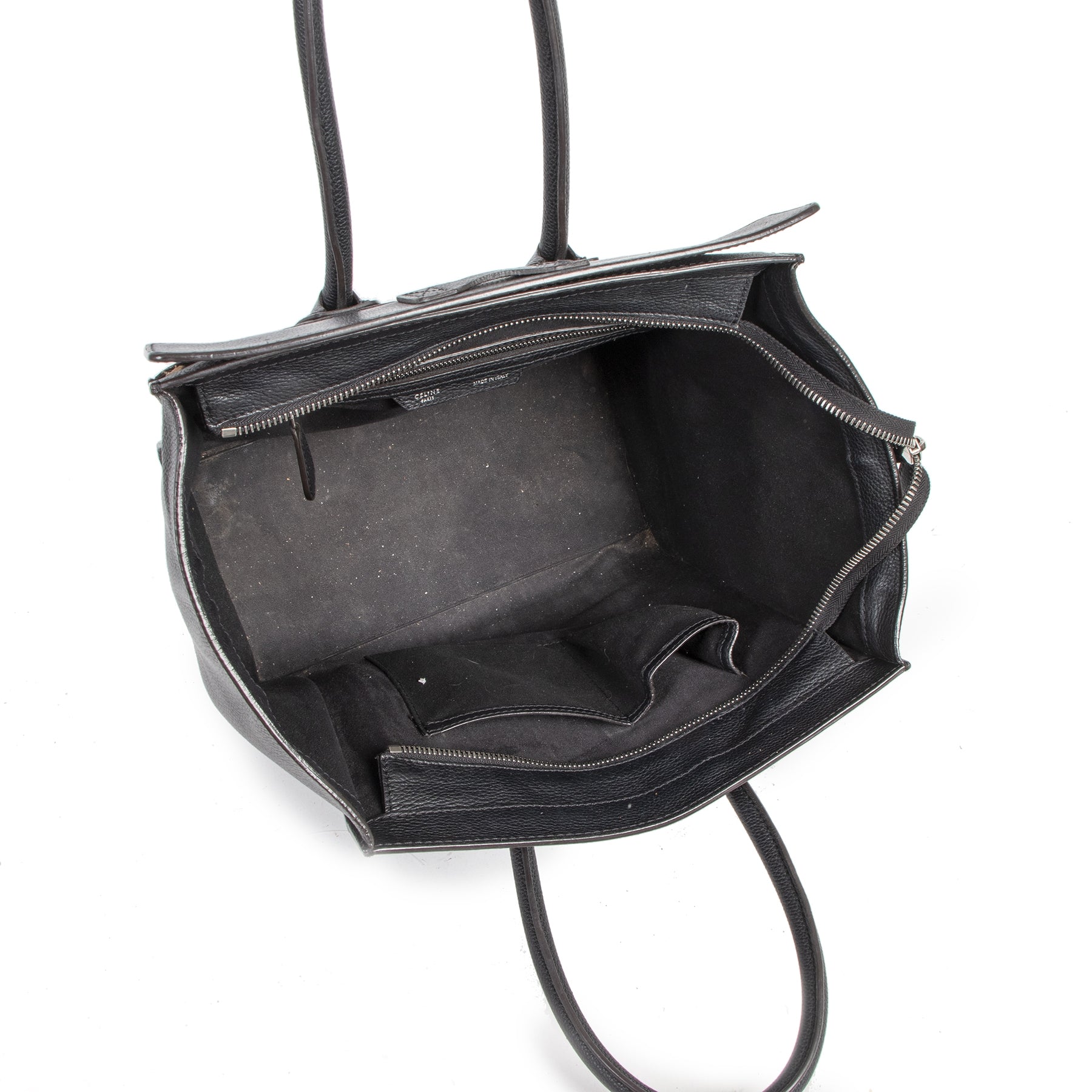Authentieke tweedehands vintage Céline Mini Black Luggage Tote koop online webshop LabelLOV