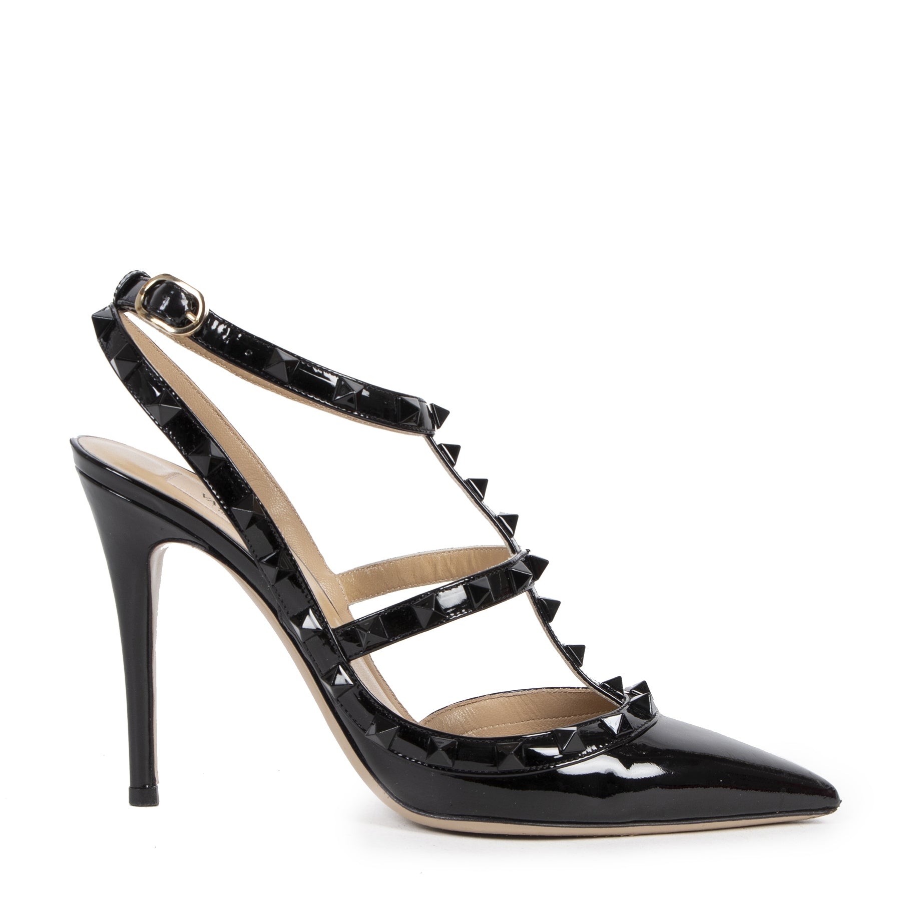 Authentic second-hand vintage Valentino Patent Leather Rockstud Heels - Size 37 buy online webshop LabelLOV