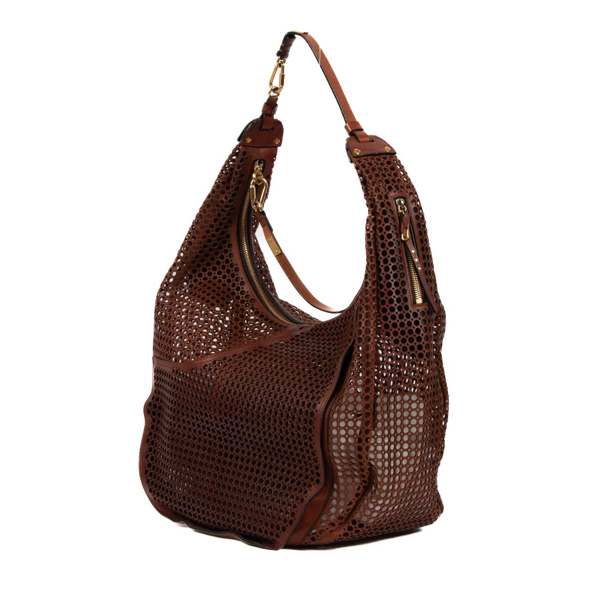 shop 100% authentic second hand Chloé Brown Perforated Large Hobo Bag on Labellov.com
