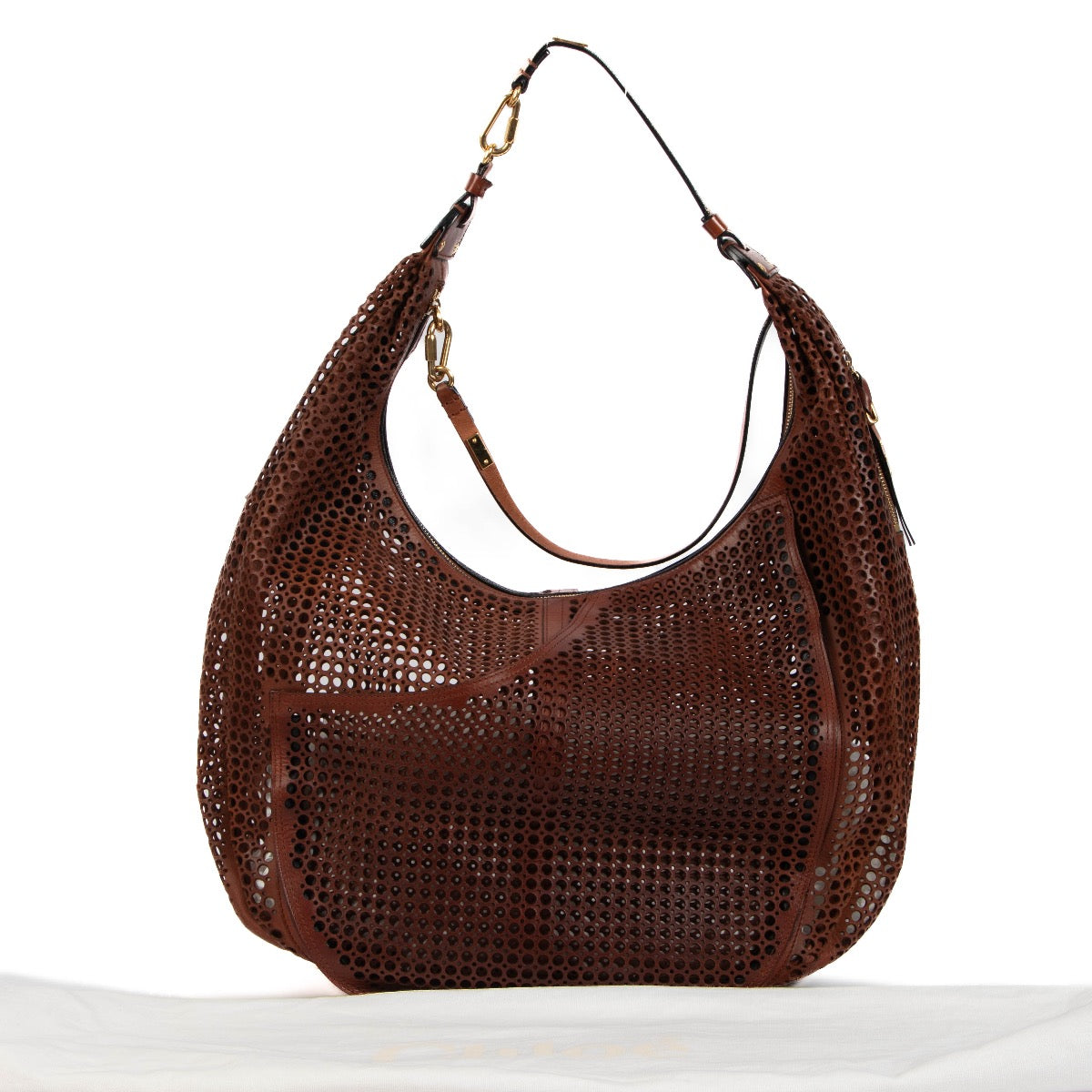 shop 100% authentic second hand Chloé Brown Perforated Large Hobo Bag on Labellov.com