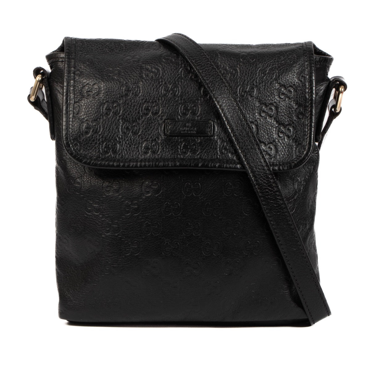 shop 100% authentic second hand Gucci Black Guccissima Messenger Bag on Labellov.com