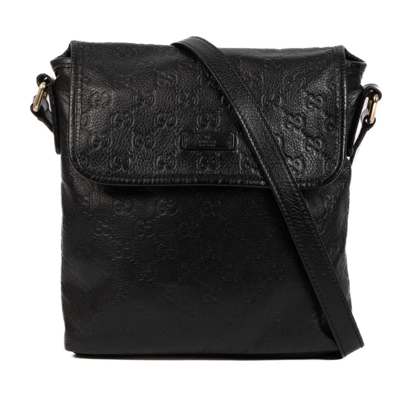 shop 100% authentic second hand Gucci Black Guccissima Messenger Bag on Labellov.com