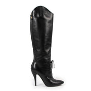 Gucci Elizabeth Lace Up Black Leather Riding Boots