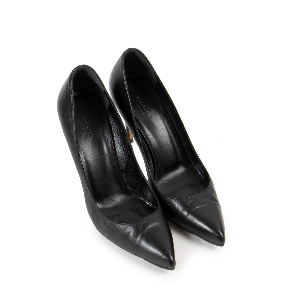 Gucci Black Point-Toe Leather Pumps