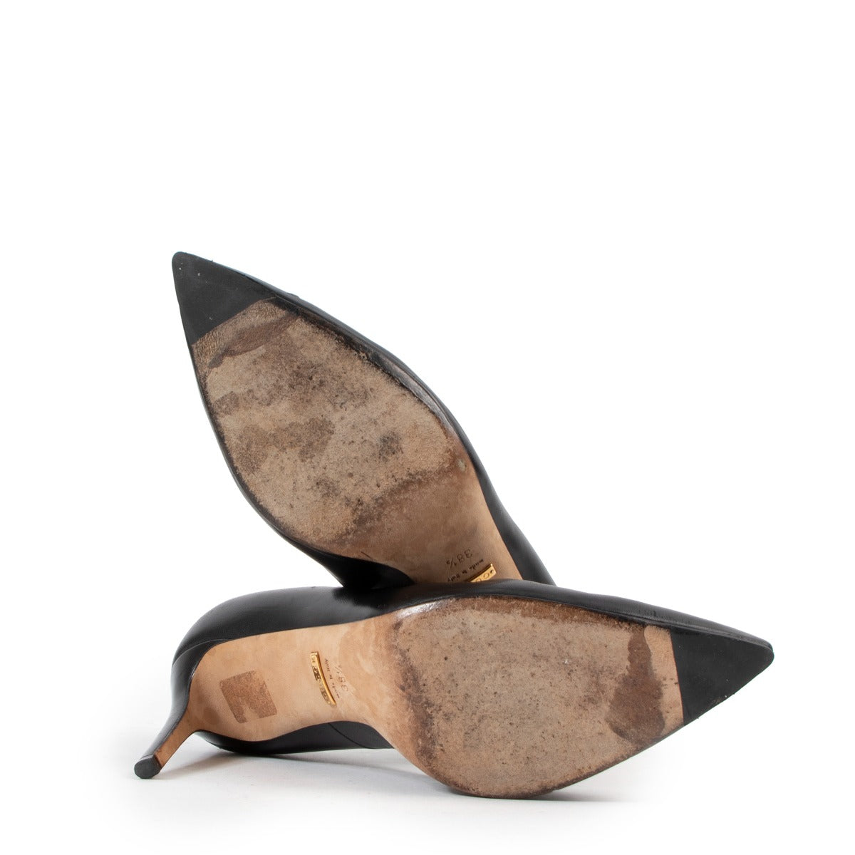 Gucci Zwarte Leren Pumps Met Spitse Neus - Maat 38,5