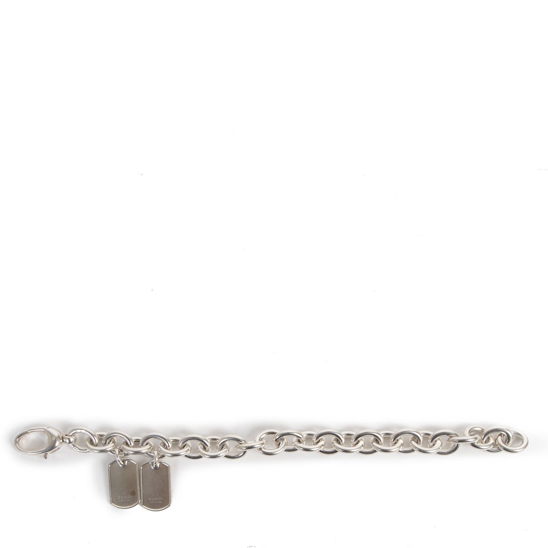 koop veilig online tegen de beste prijs Gucci Chain-Liink Bracelet Two Dog-tag Charms