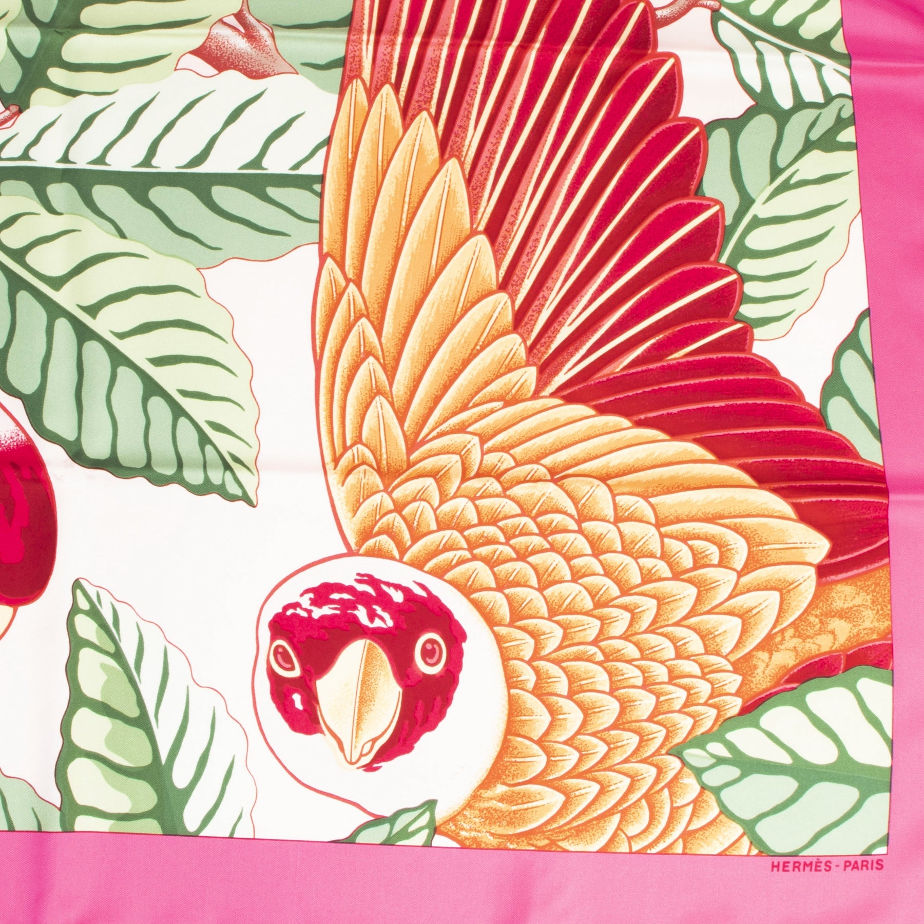 Authentic secondhand Hermès Les Perroquets Silk Scarf designer accessories fashion luxury vintage webshop safe secure online shopping designer high end brands