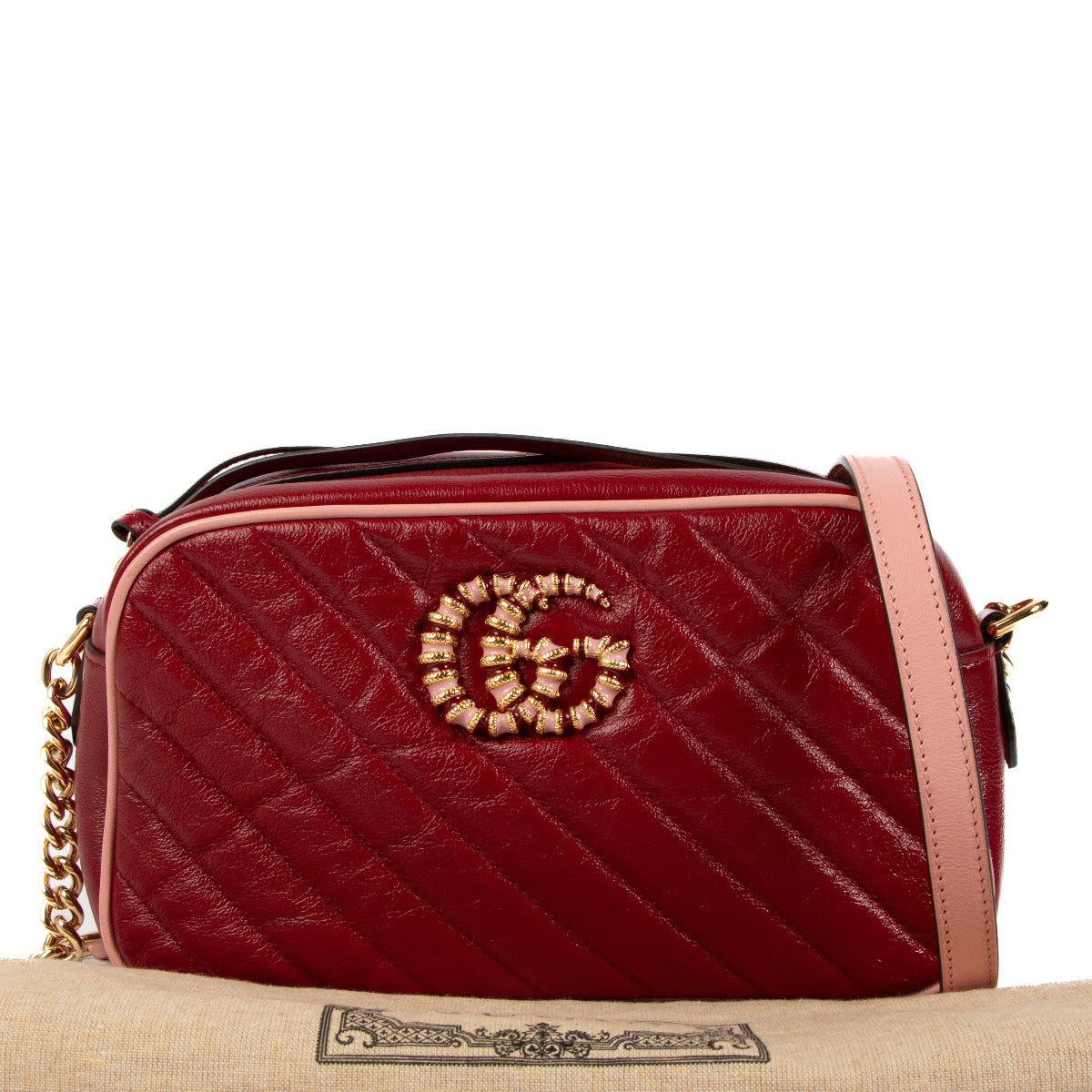 Are you looking for an authentic Gucci Pink & Red GG Marmont Shoulder Bag? We buy and sell your preloved and brand new designer bags.