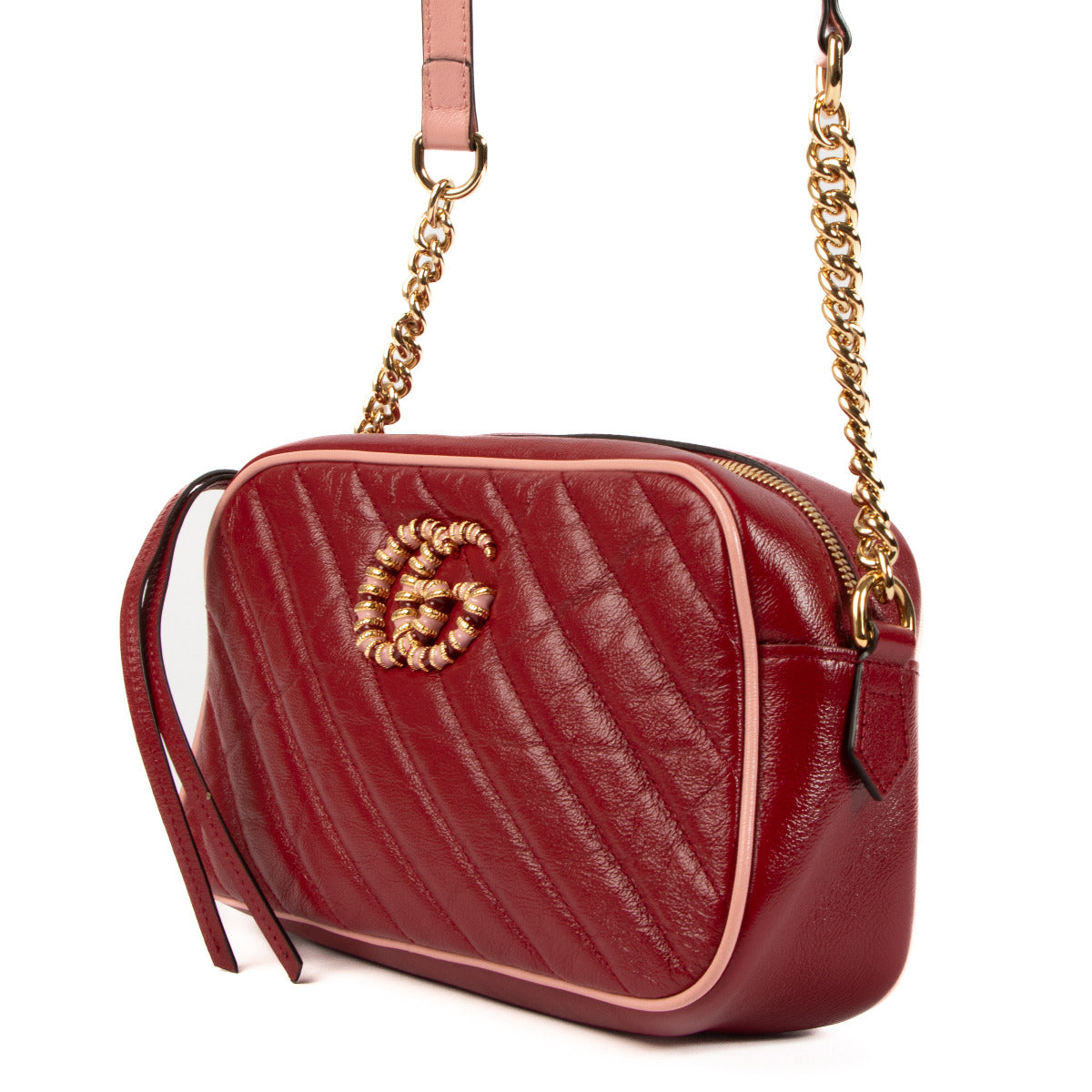 Sac bandoulière Gucci GG Marmont rose et rouge