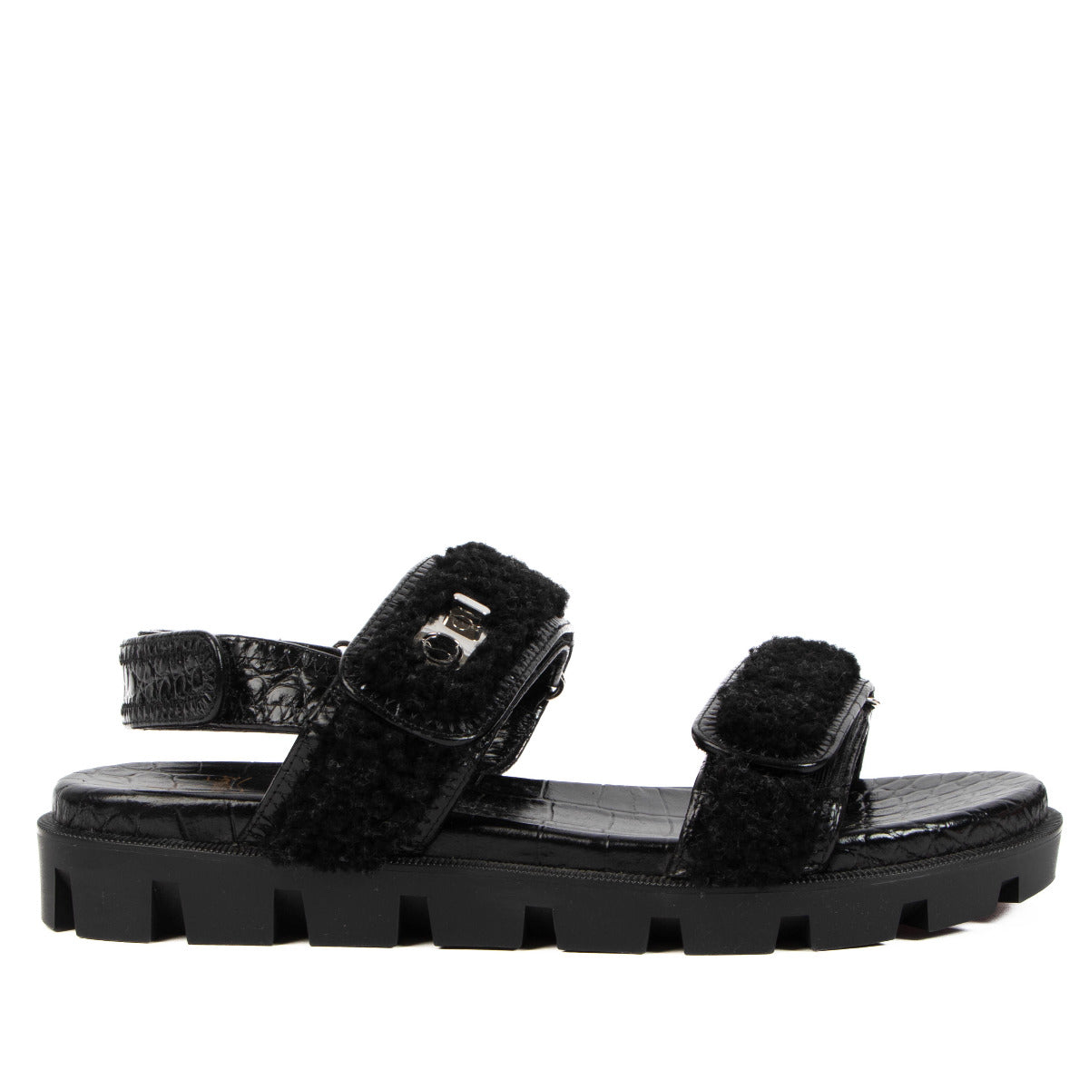 Christian Louboutin Black Lock Wool Sandals - Size 38 aan de beste prijs bij Labellov tweedehands luxe in Antwerpen