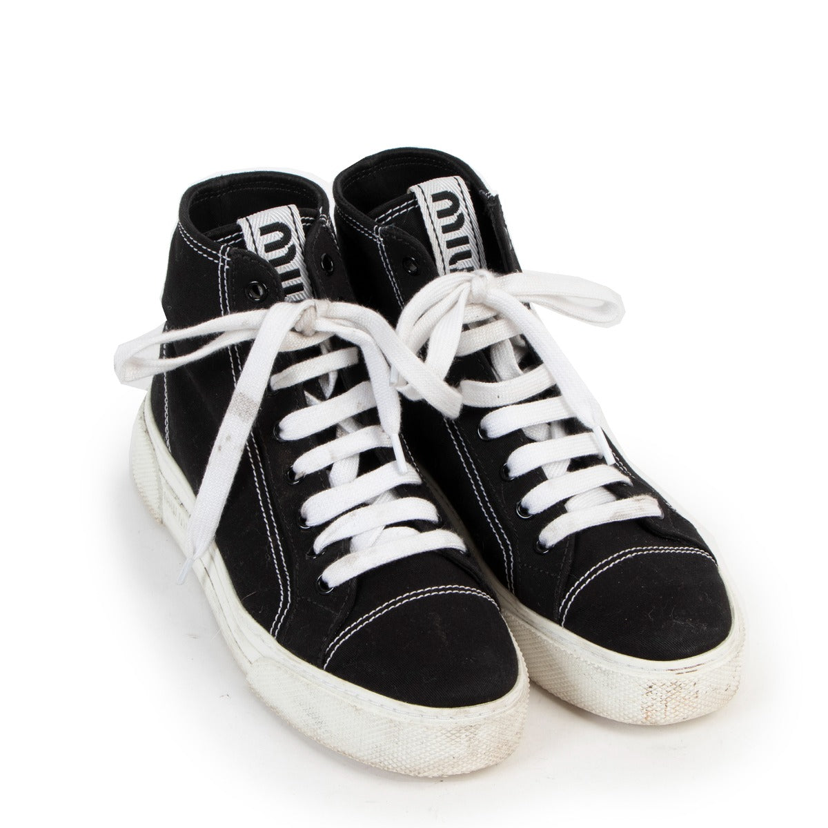 Miu Miu Black High-top Canvas Sneakers - Size 37.5