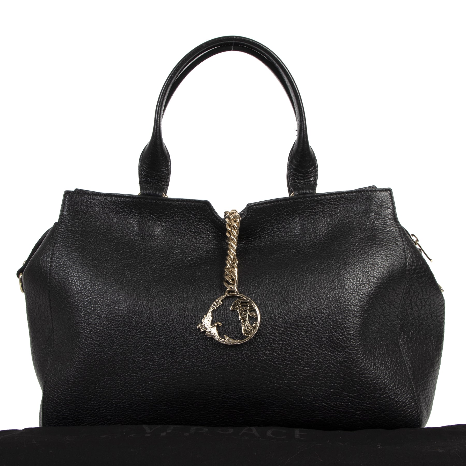 Authentic secondhand Versace Black Vitello Stampa Bufalo Bag designer bags designer brands luxury vintage webshop fashion luxury vintage webshop online shopping
