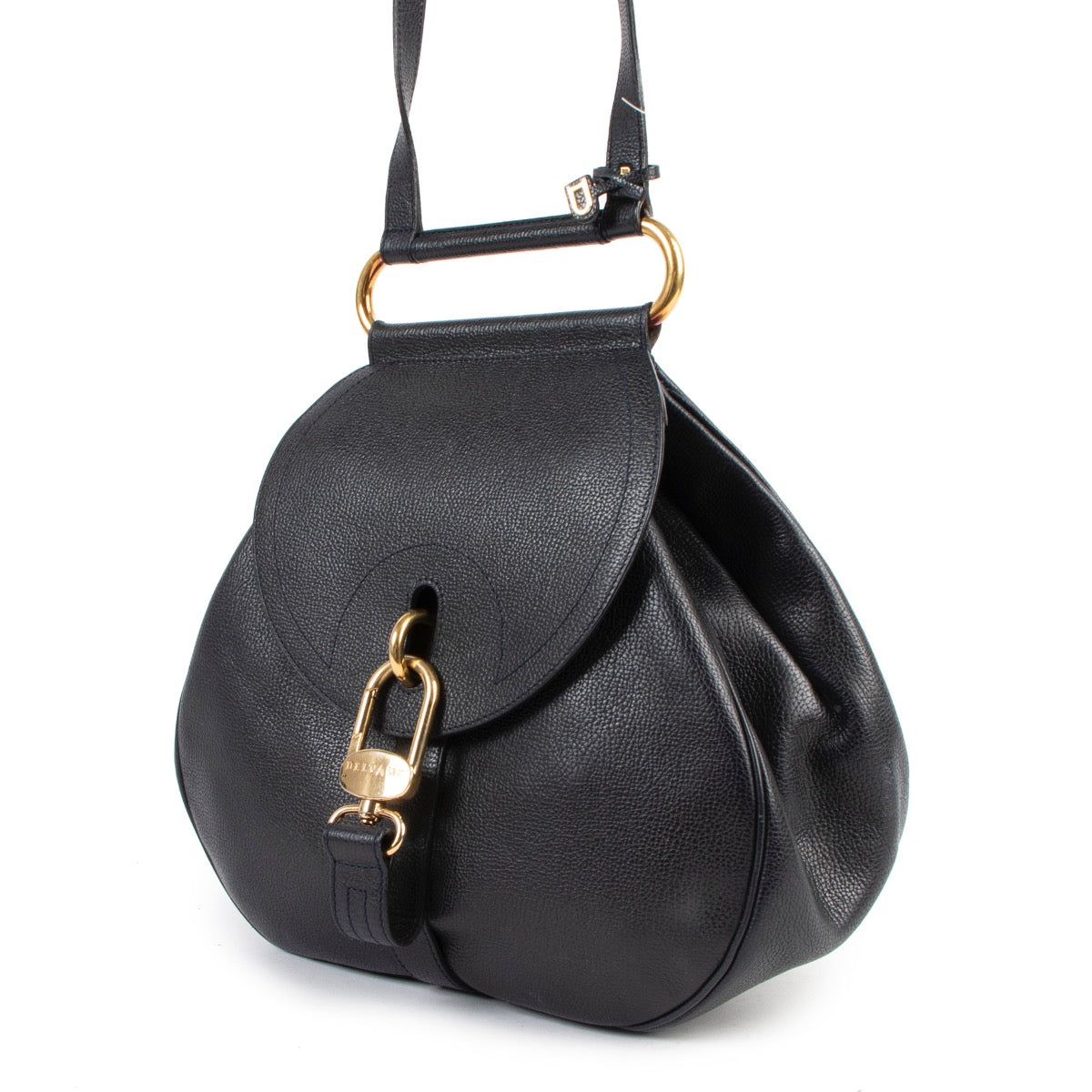 Buy online an authentic second hand Delvaux dark blue Jumping leather Cerceau shoulder bag in very good condition at Labellov in Antwerp.