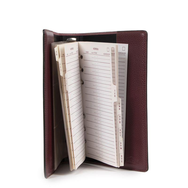 Authentieke Tweedehands Delvaux Burgundy Leather Address Book juiste prijs veilig online shoppen luxe merken webshop winkelen Antwerpen België mode fashion