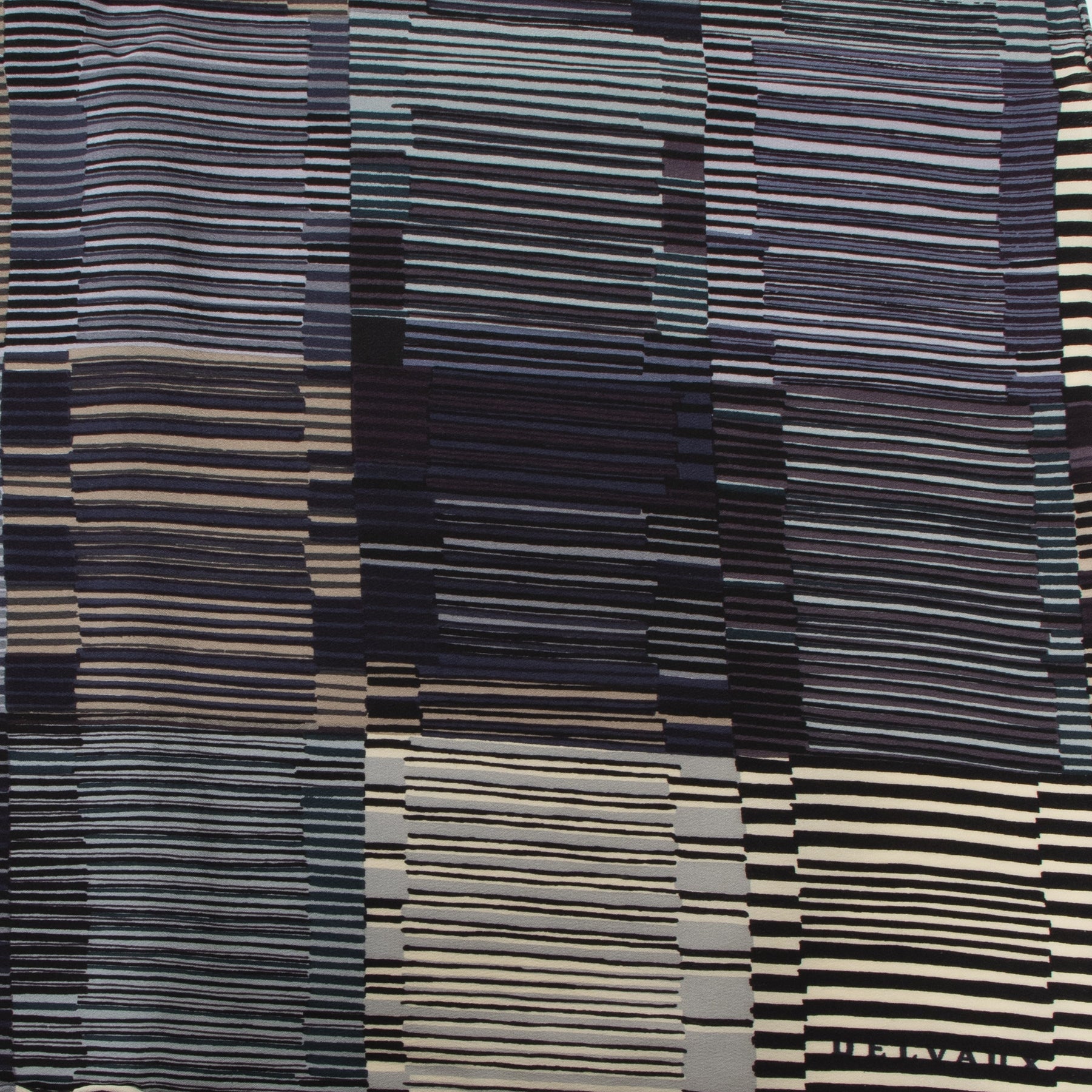Authentieke Tweedehands Delvaux Blue Striped Silk Scarf deisgner sjaals zijden sjaal online shoppen luxe merken webshop