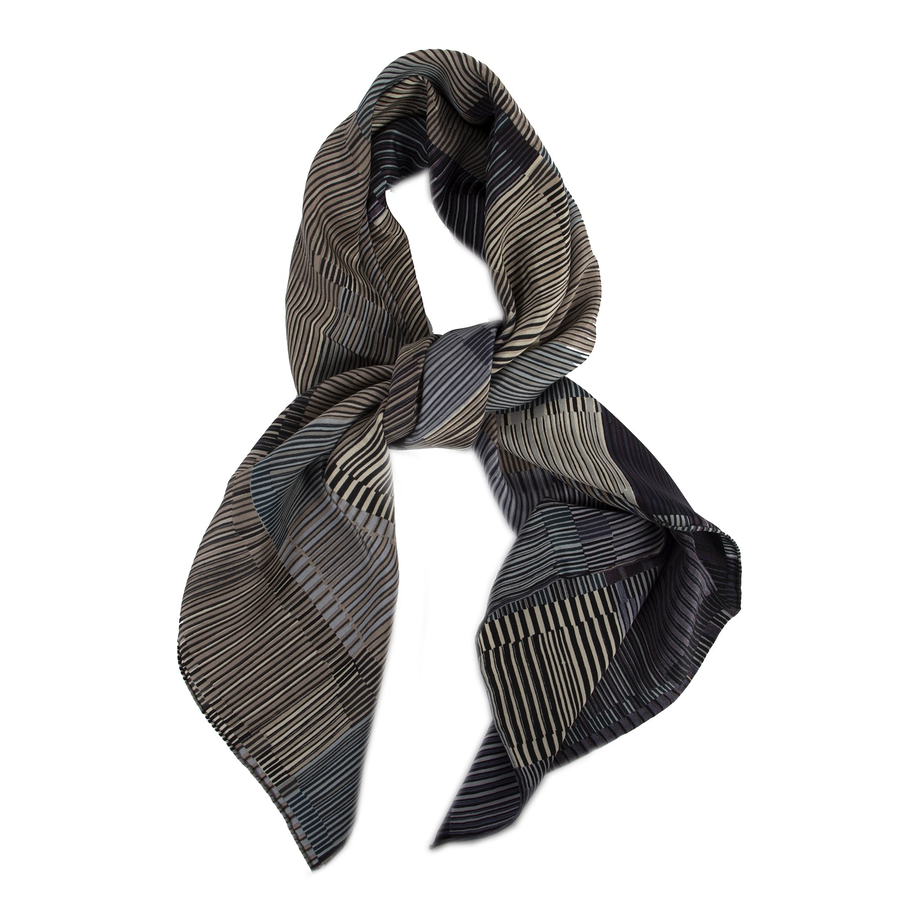 Authentic secondhand Delvaux Blue Striped Silk Scarf designer accessories luxury vintage webshop online shopping