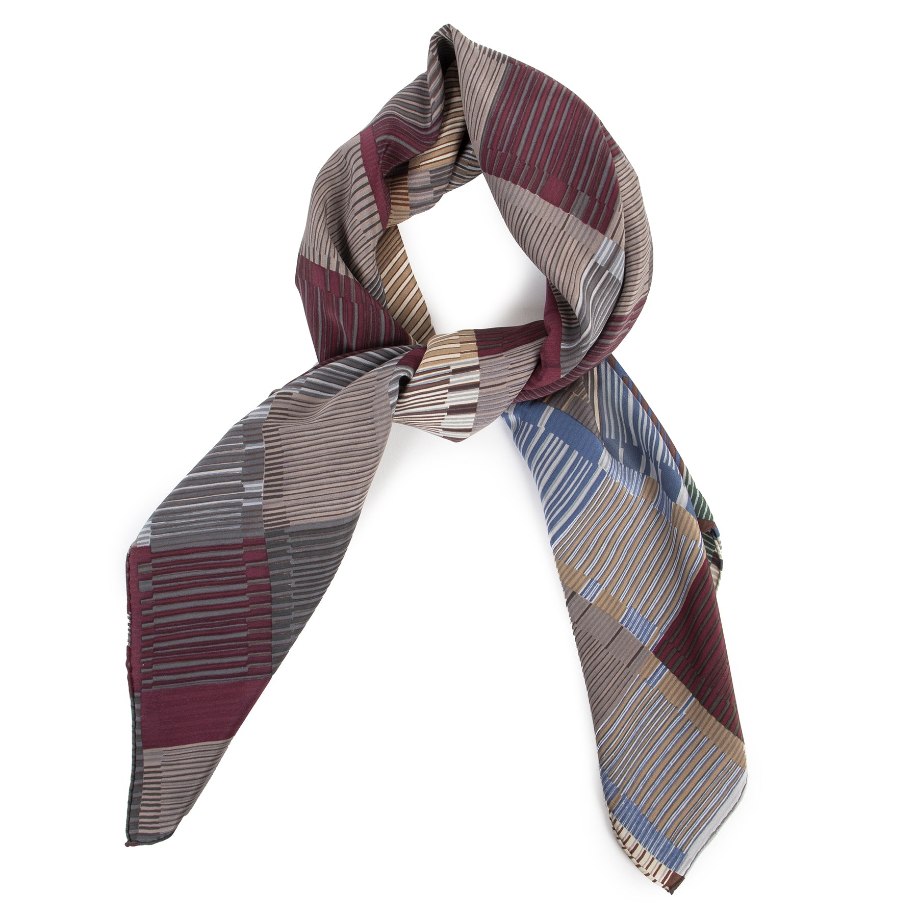 Authentieke Tweedehands Delvaux Red Striped Silk Scarf juiste prijs veilig online shoppen luxe merken webshop sjaal winkelen Antwerpen België mode fashion
