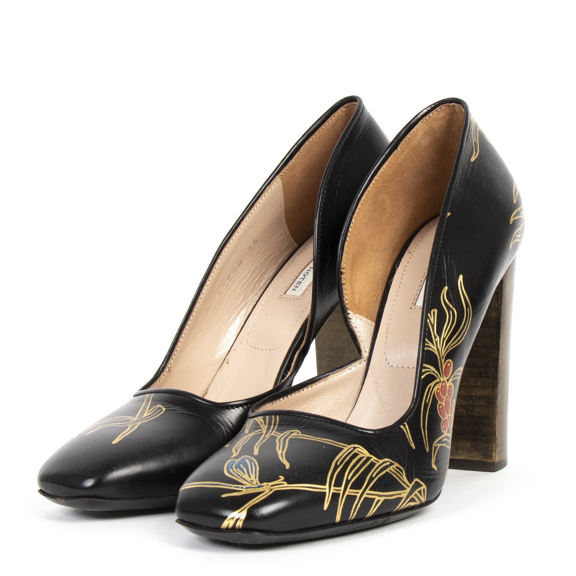 Dries Van Noten Black Leather Heels - Size 36