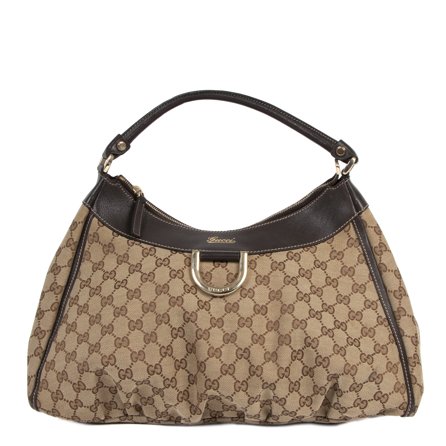 Gucci Abbey D - Ring Monogram Canvas Hobo Bag