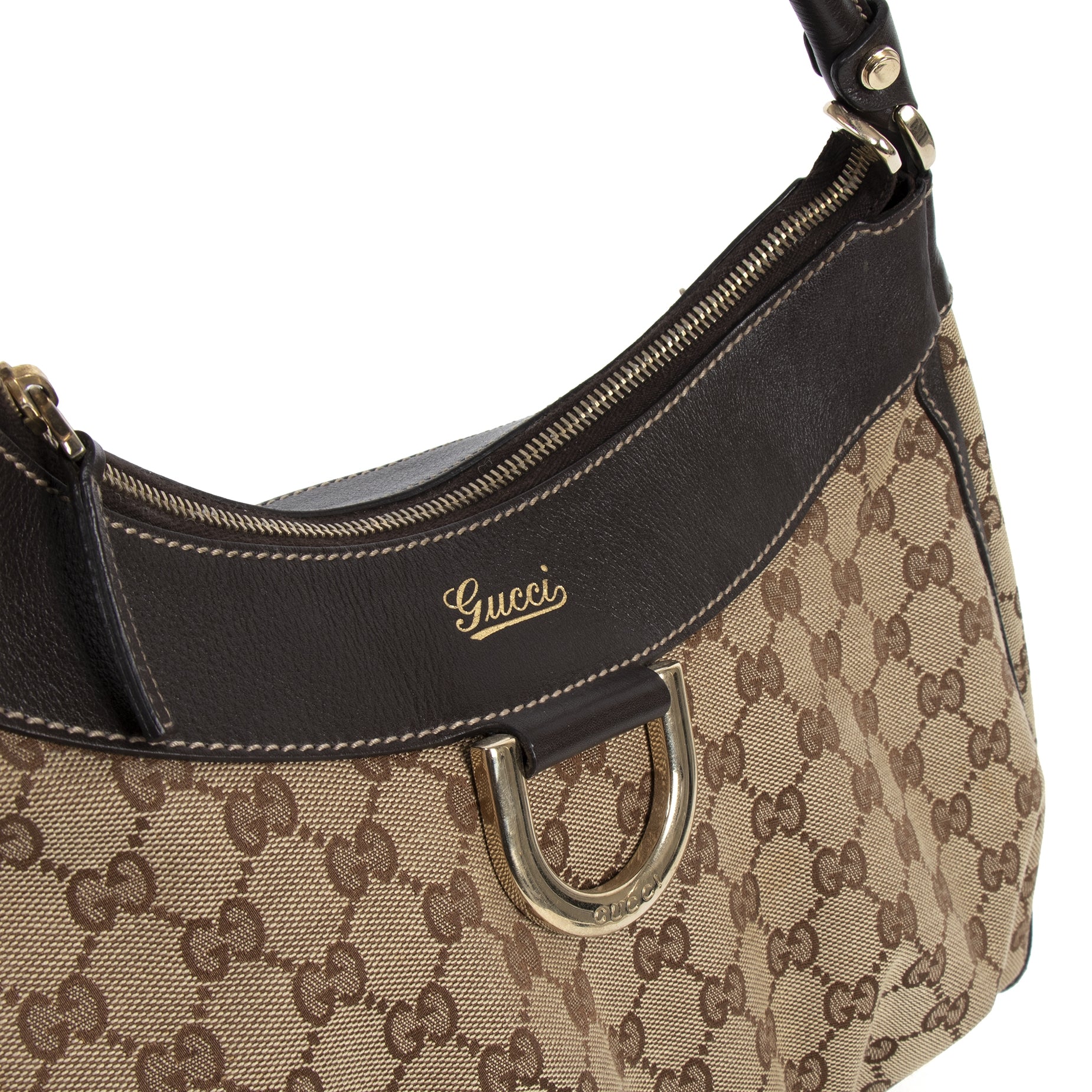 Gucci Abbey D - Ring Monogram Canvas Hobo Bag