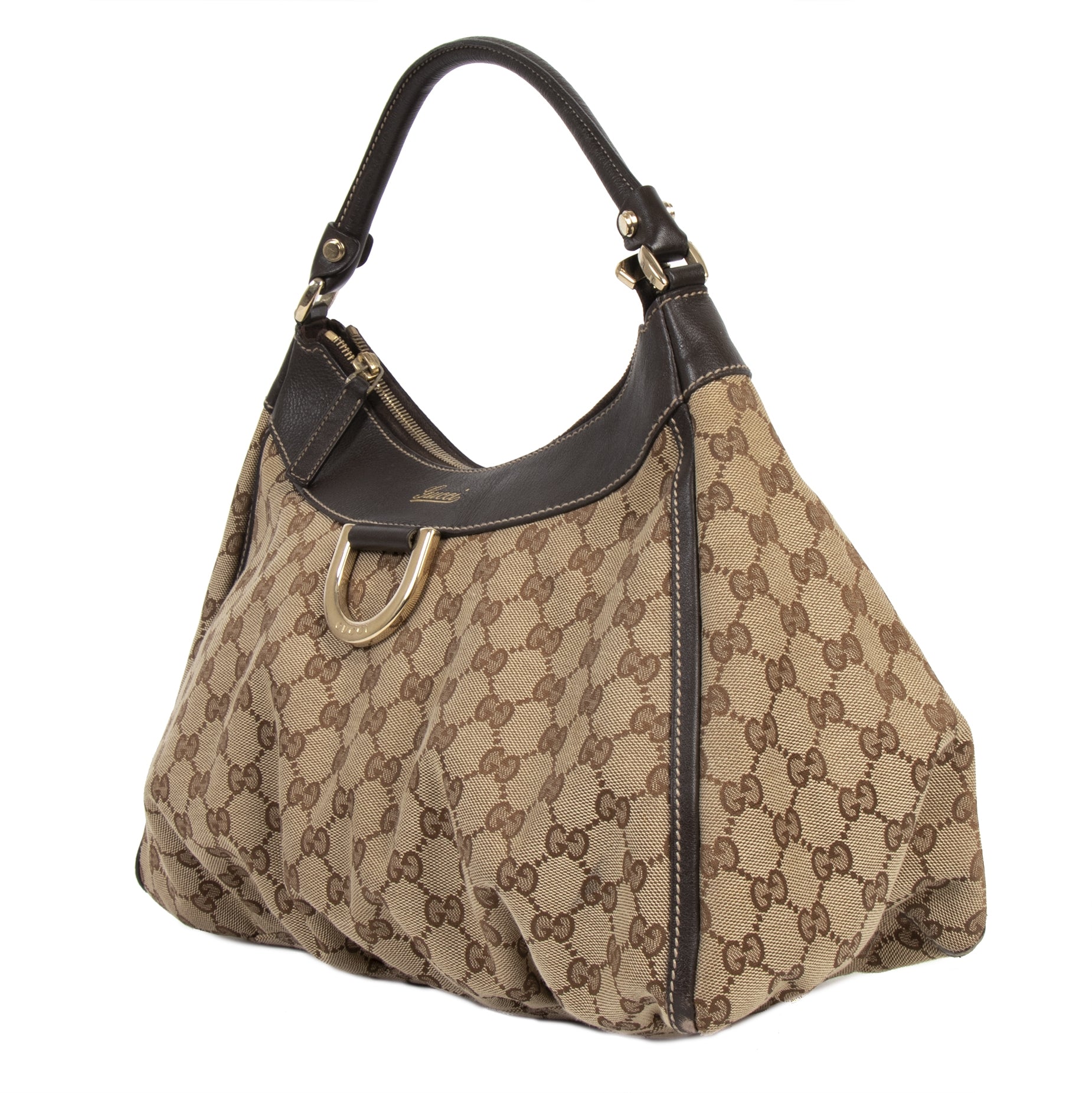 Gucci Abbey D - Ring Monogram Canvas Hobo Bag