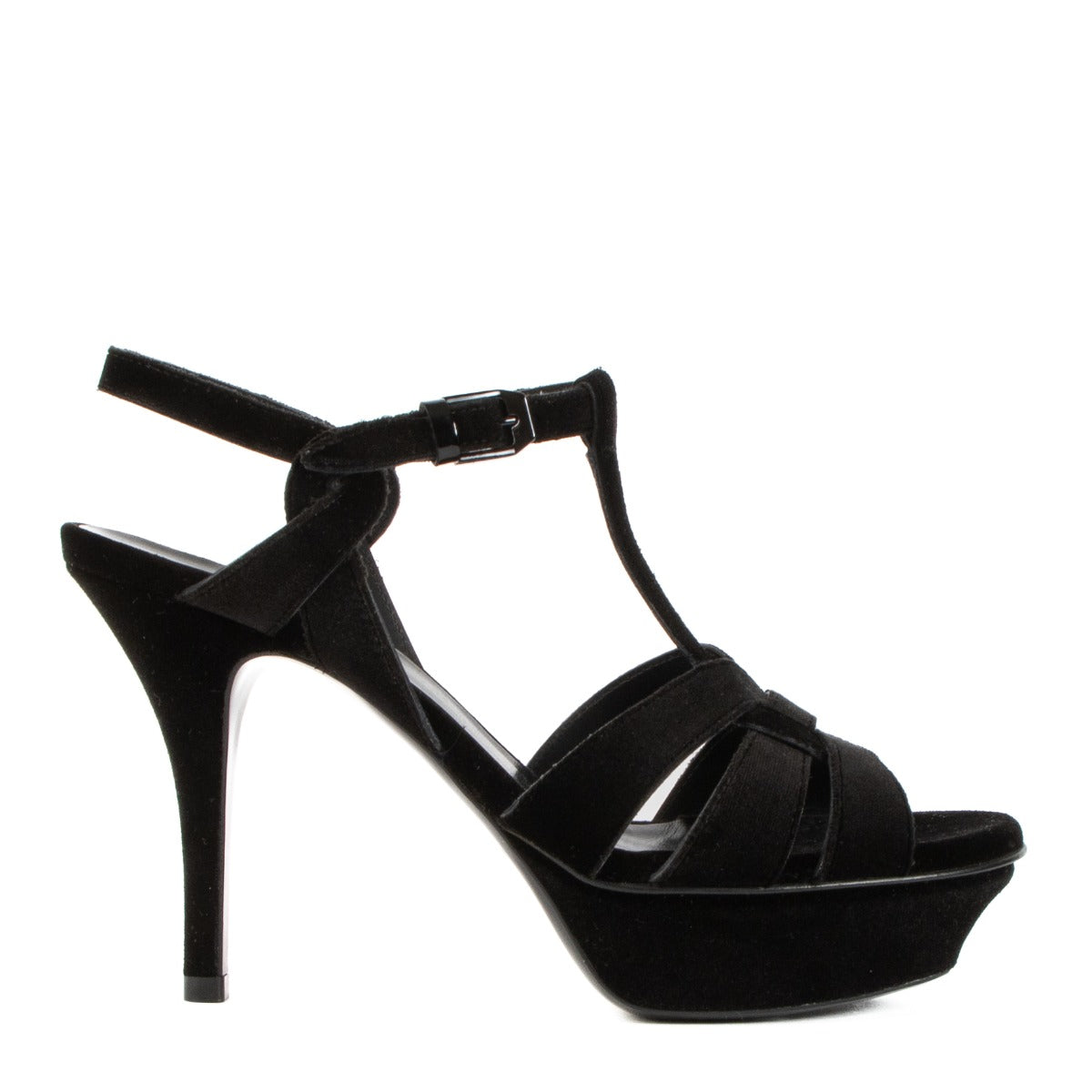 Saint Laurent Black Velvet Tribute Sandals