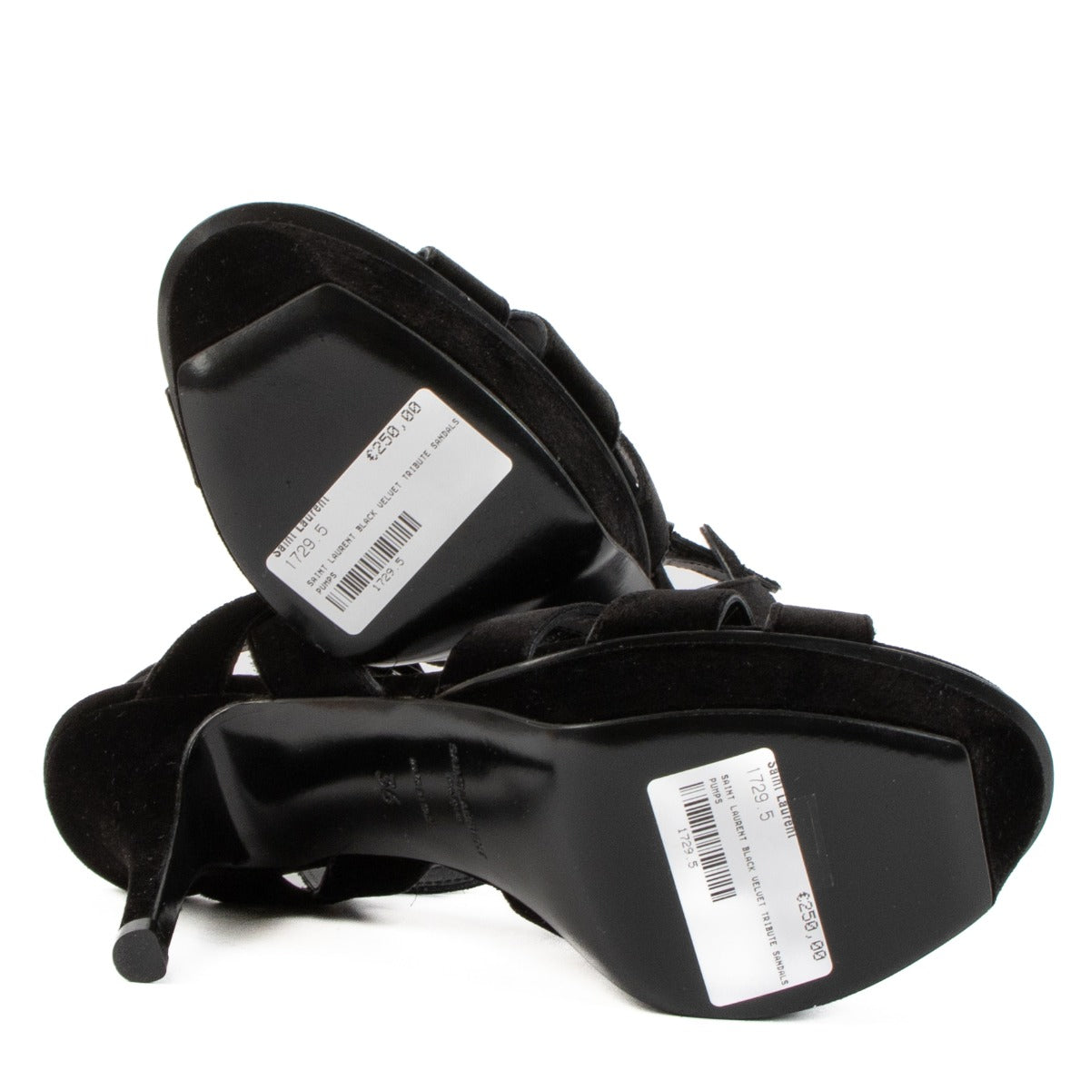 Sandales Saint Laurent Tribute en velours noir - Taille 36