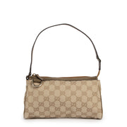 Authentieke Tweedehands Gucci Canvas Gold Monogram Pochette juiste prijs veilig online shoppen luxe merken webshop winkelen Antwerpen België mode fashion