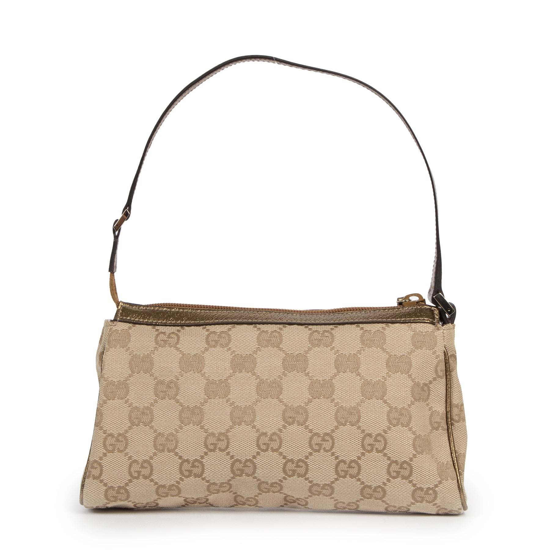 Authentic secondhand Gucci Canvas Gold Monogram Pochette designer bags fashion luxury vintage webshop safe secure online shopping