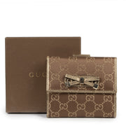 Authentic secondhand Gucci Gold Monogram Princy Compact French Flap Wallet designer accessories luxury vintage webshop fashion designer brands
