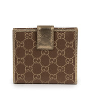 Authentieke Tweedehands Gucci Gold Monogram Princy Compact French Flap Wallet juiste prijs veilig online shoppen luxe merken webshop winkelen Antwerpen België mode fashion