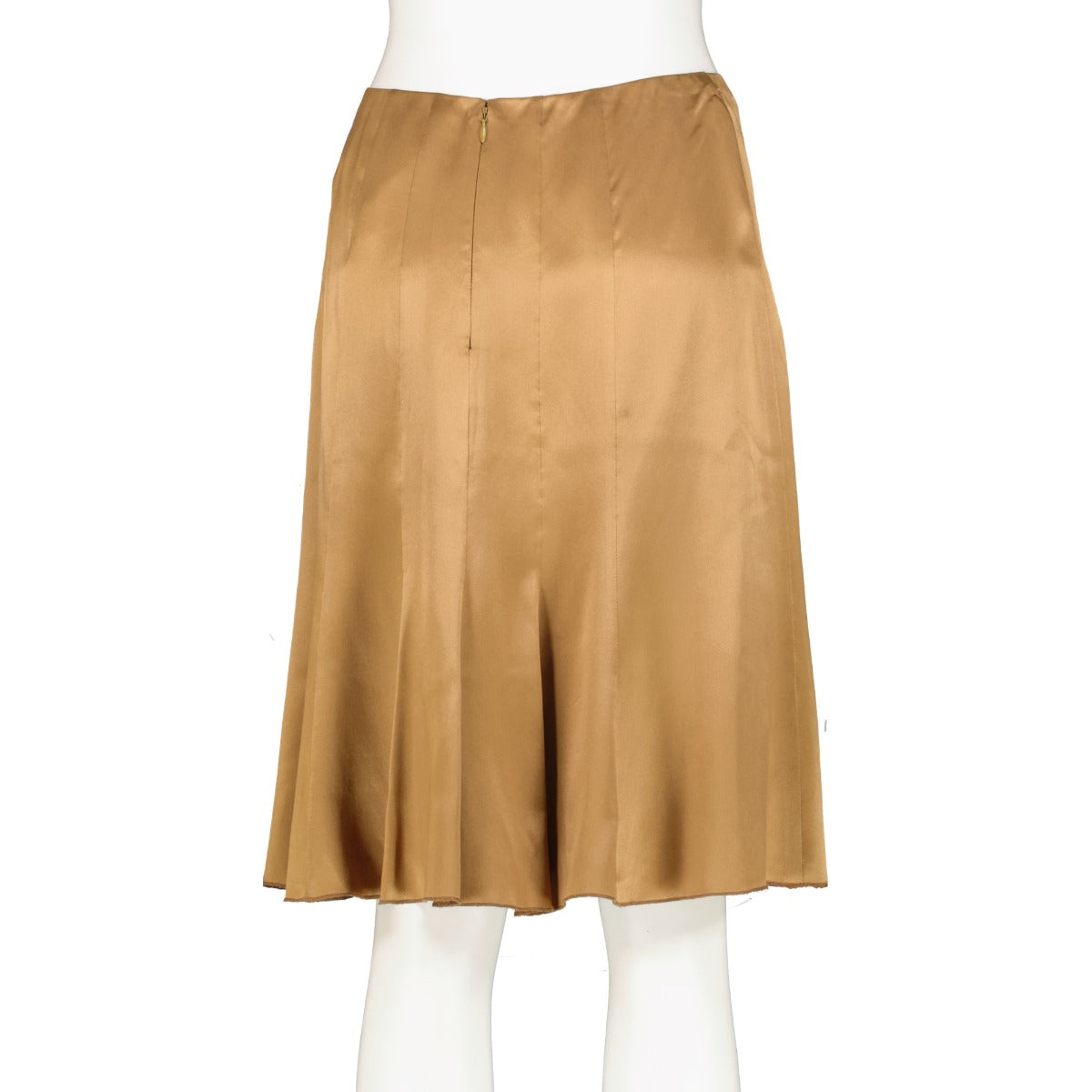 Shop safe online at Labellov in Antwerp, Brussels and Knokke this 100% authentic second hand Chanel Bronze Silk Satin Skirt - Size 38