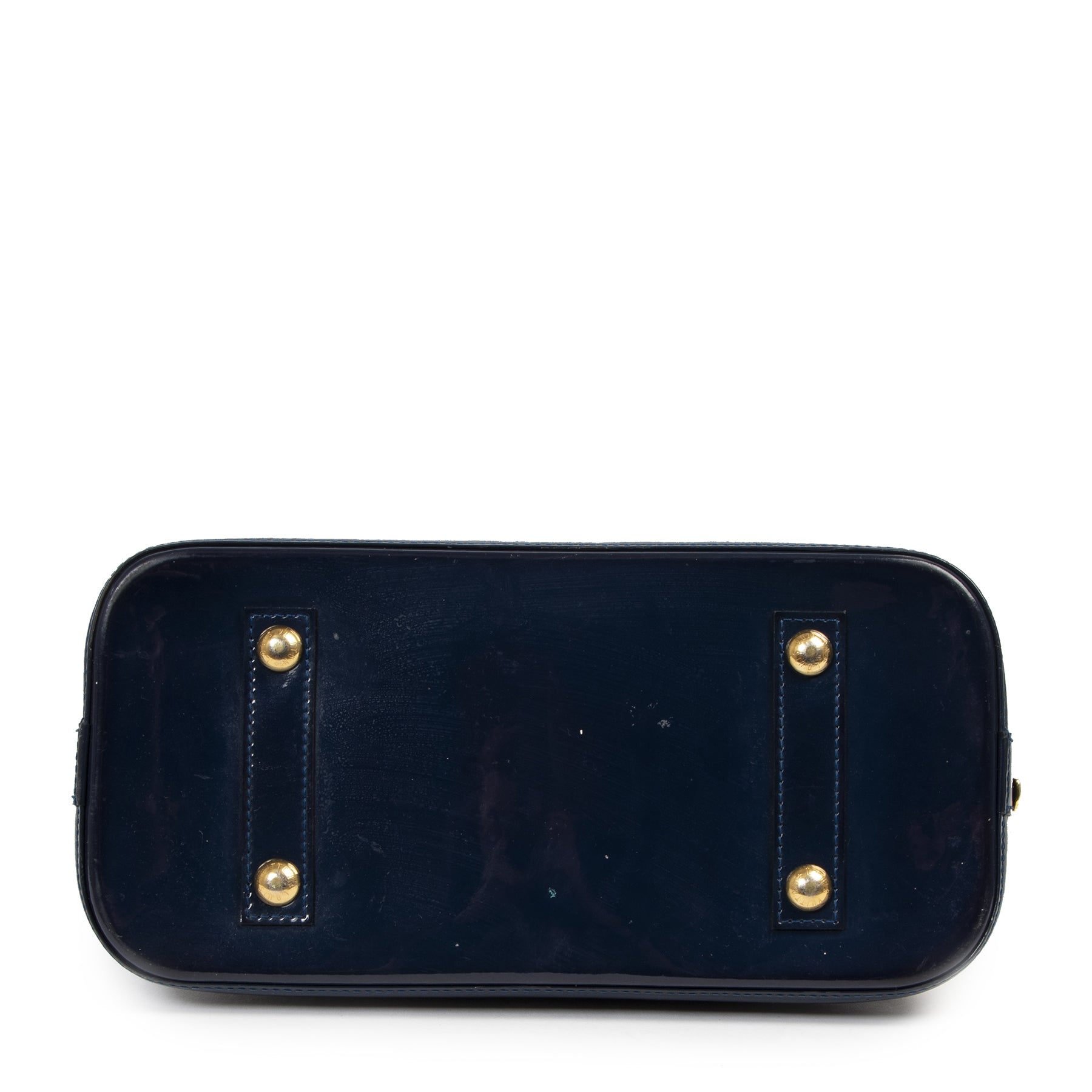 Authentic secondhand Louis Vuitton Blue Vernis Alma PM designer bags luxury vintage webshop fashion safe secure online shopping