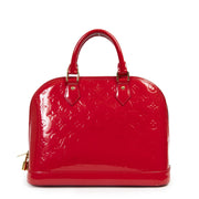 Authentieke Tweedehands Louis Vuitton Red Vernis Alma PM Bag juiste prijs veilig online shoppen luxe merken webshop winkelen Antwerpen België mode fashion
