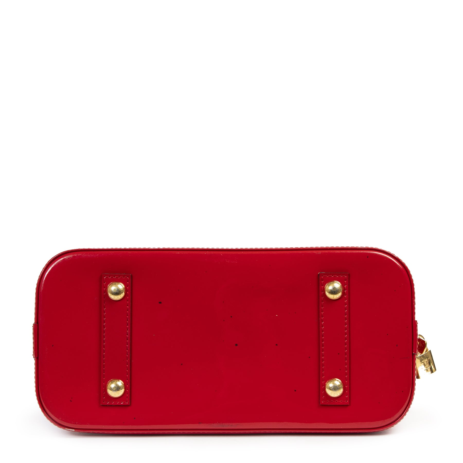Authentic secondhand Louis Vuitton Red Vernis Alma PM Bag designer bags fashion luxury vintage webshop safe secure online shopping