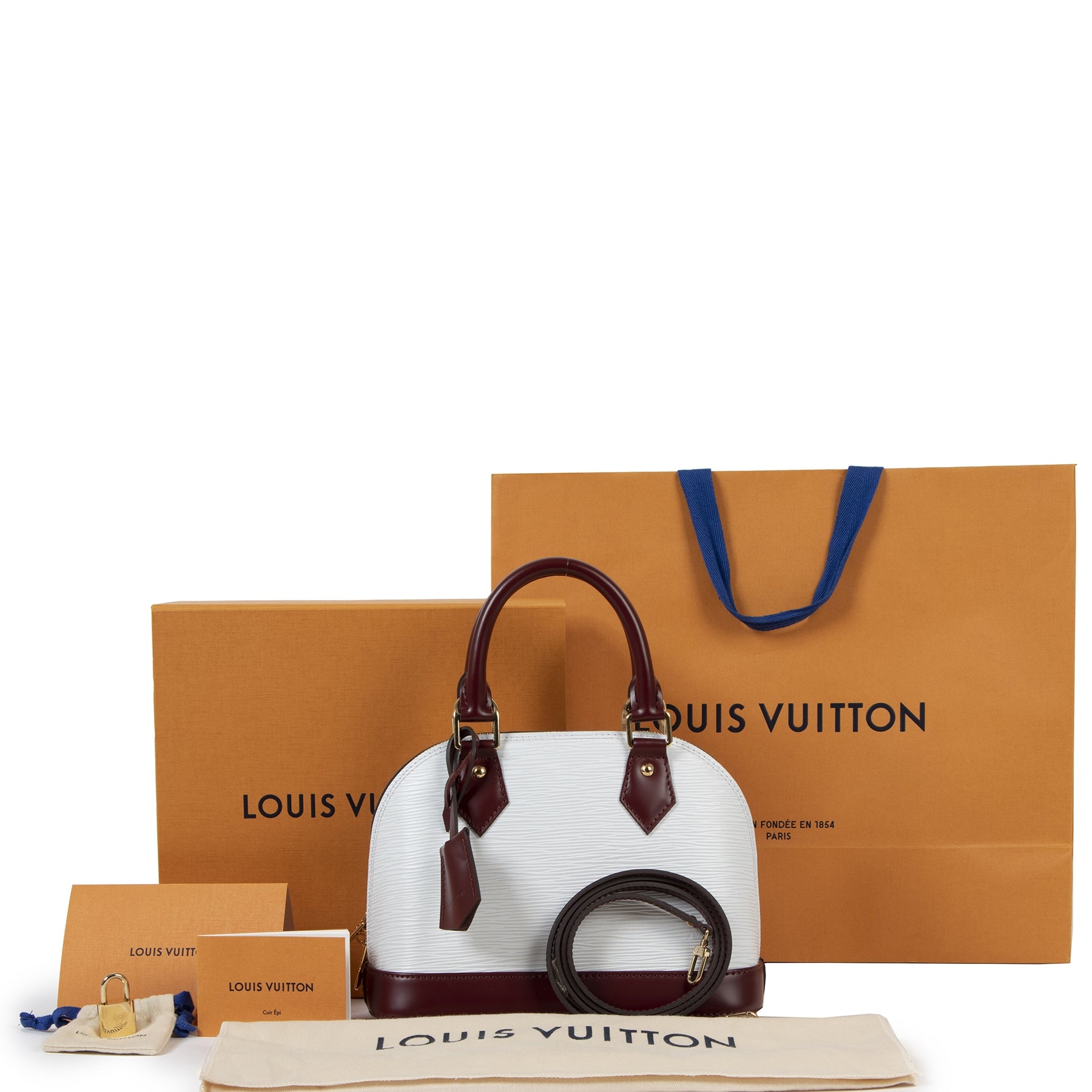 Koop en verkoop uw authentieke Louis Vuitton Limited Blanc Optique & Scarlet Red Alma BB