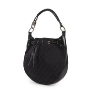 Authentieke Tweedehands Gucci Black Mongram Canvas Drawstring Bag juiste prijs veilig online shoppen luxe merken webshop winkelen Antwerpen België mode fashion
