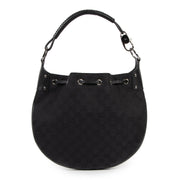 Authentic secondhand Gucci Black Mongram Canvas Drawstring Bag designer bags fashion luxury vintage webshop safe secure online shopping