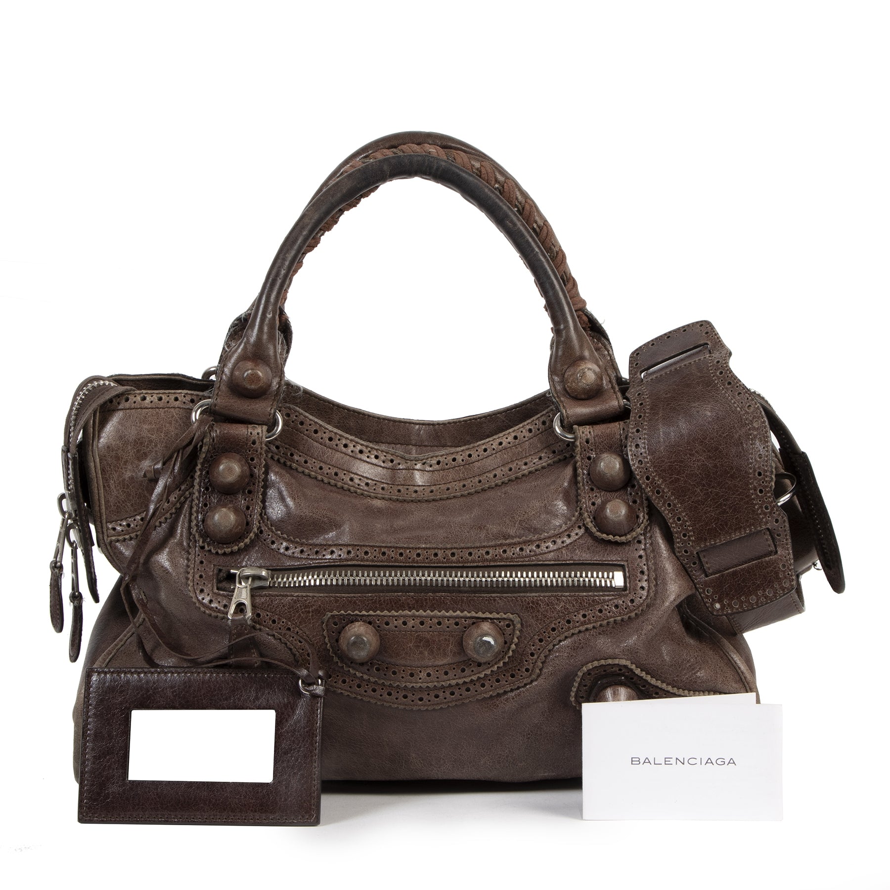 Authentic secondhand Balenciaga City Giant Brown Leather Bag designer bags fashion luxury vintage webshop safe secure online shopping