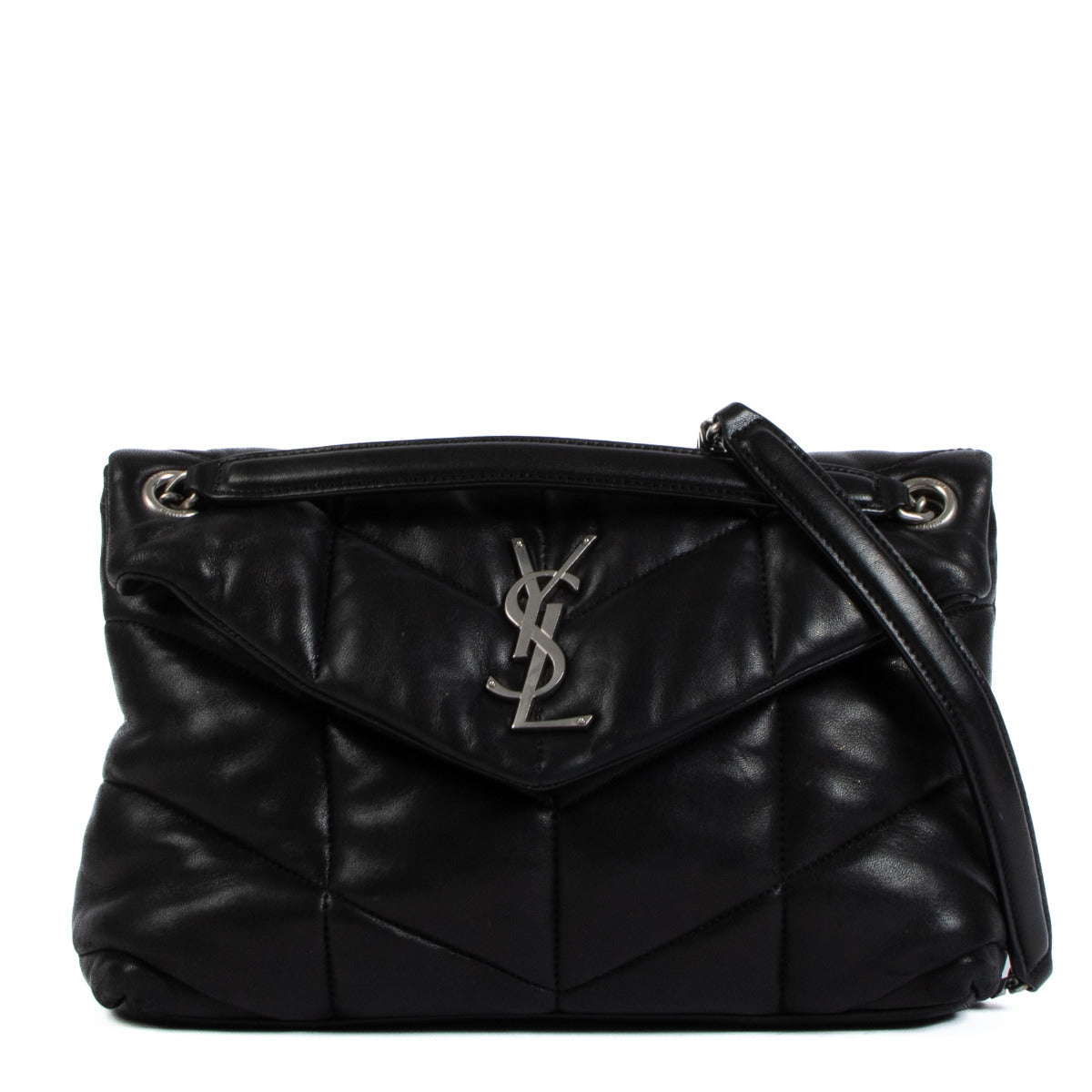 Saint Laurent Black Small Puffer Crossbody Bag for the best price at Labellov secondhand luxury in Antwerp.