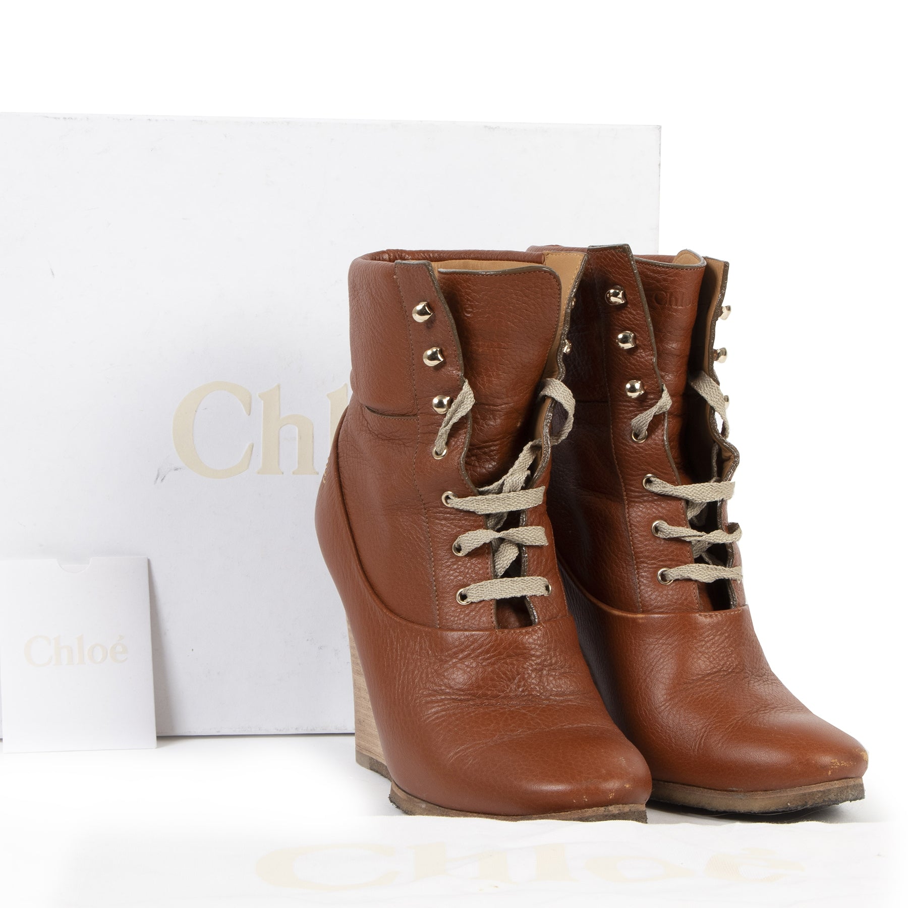 Secondhand Chloe Brown Leather Laceup Boots