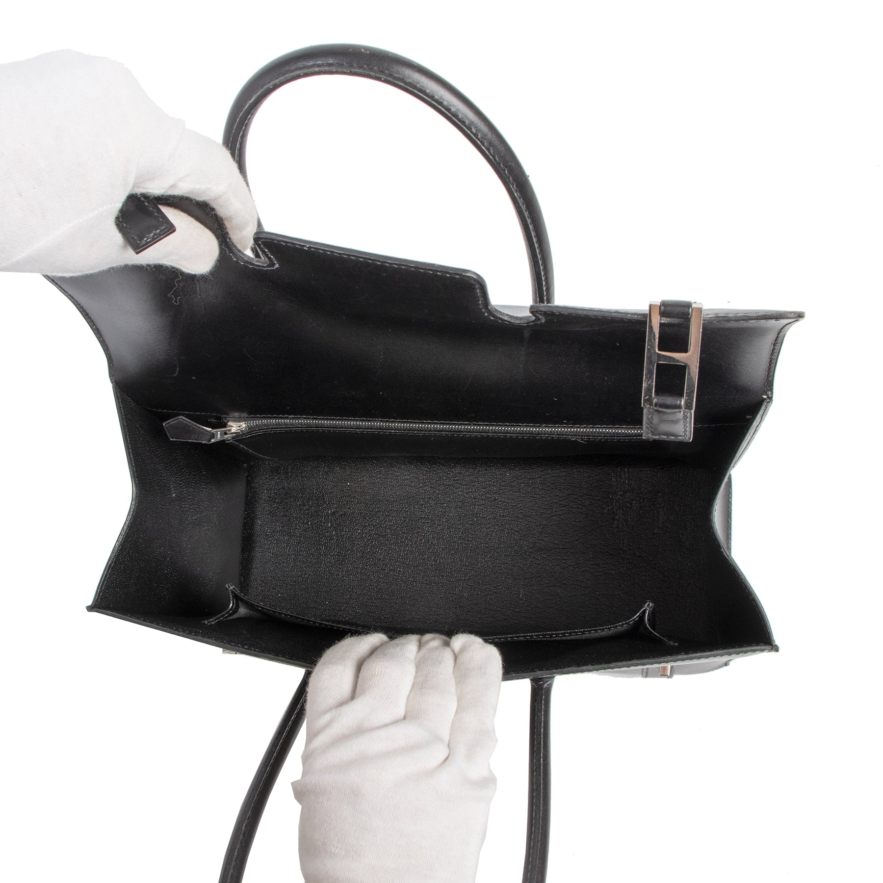 Authentic second-hand vintage Hermès Drag 32 Black Boxcalf Leather buy online webshop LabelLOV