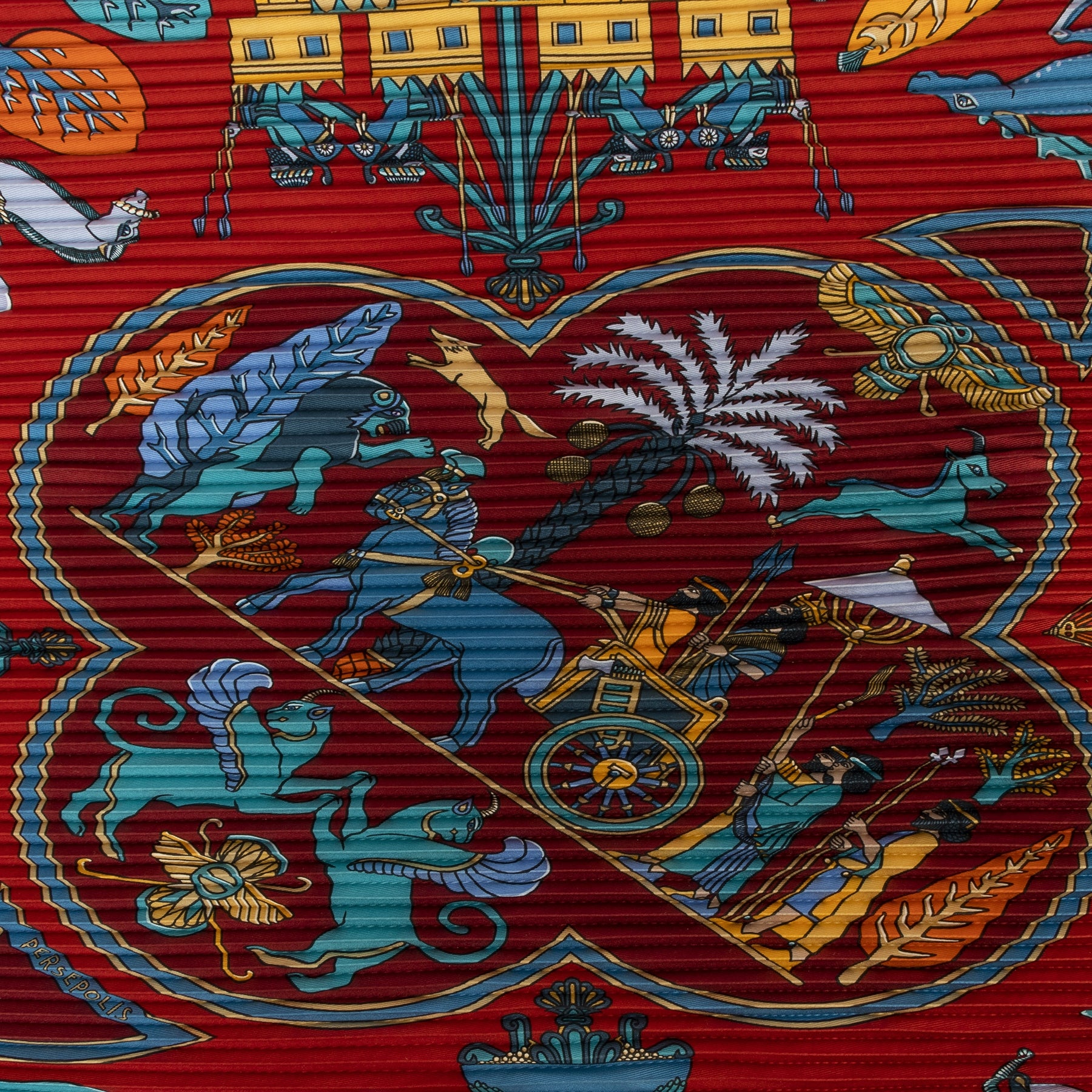 Authentique seconde-main vintage Hermès Persepolis Plissé Scarf achète en ligne webshop LabelLOV